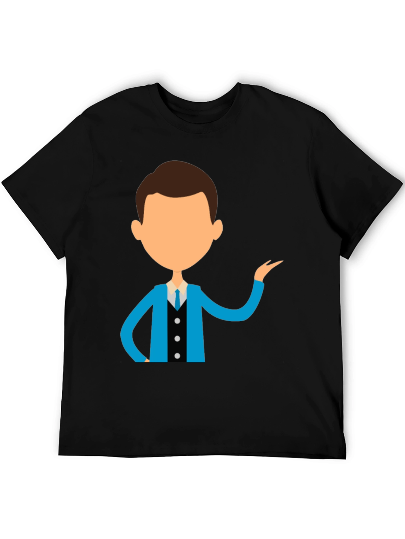 Cartoon Style Business Man Black T-Shirt