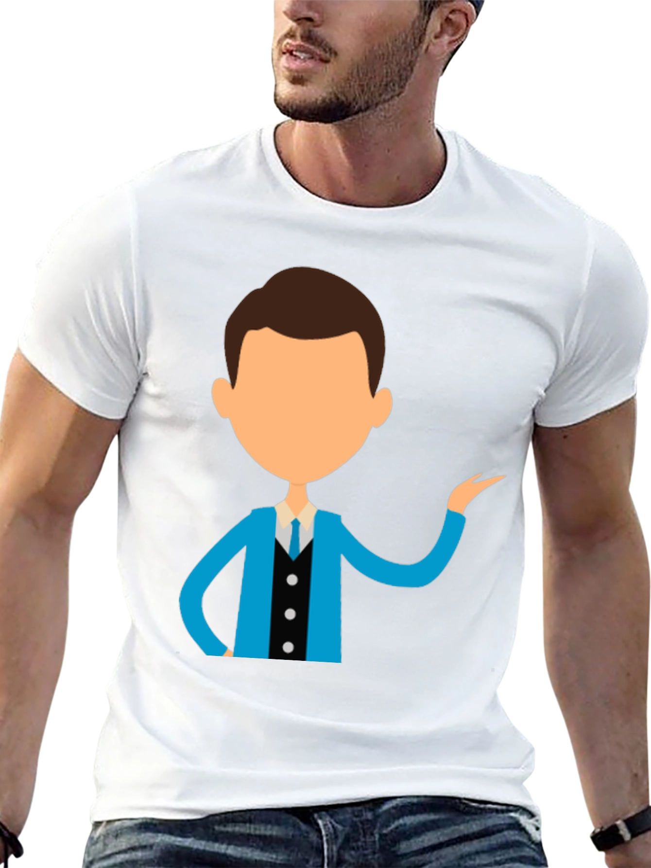 Cartoon Style Business Man Black T-Shirt