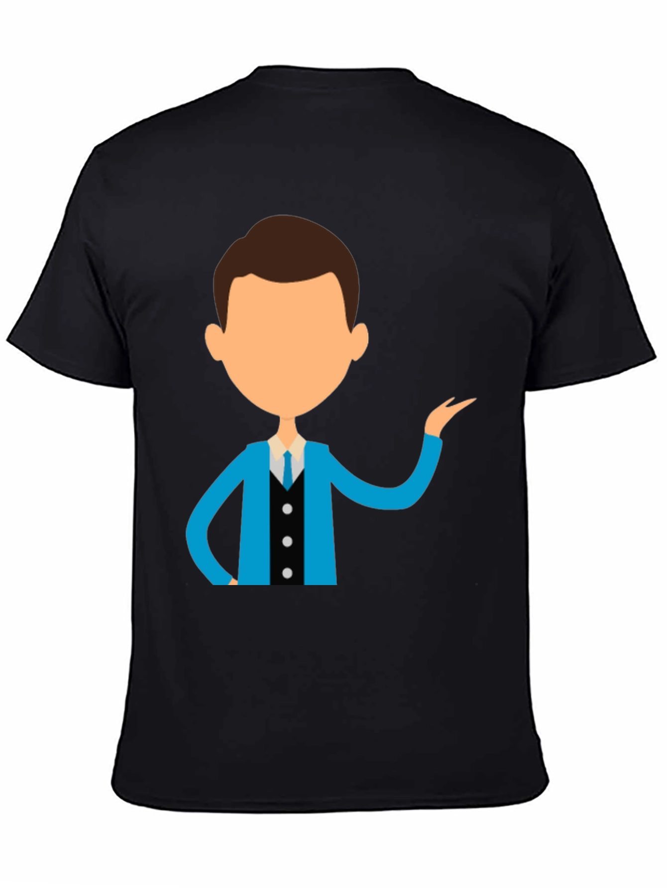 Cartoon Style Business Man Black T-Shirt