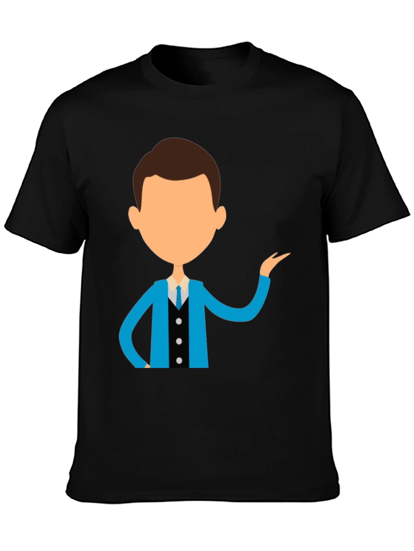 Cartoon Style Business Man Black T-Shirt