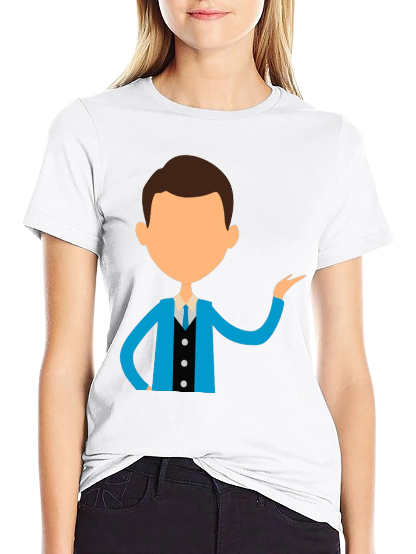Cartoon Style Business Man Black T-Shirt