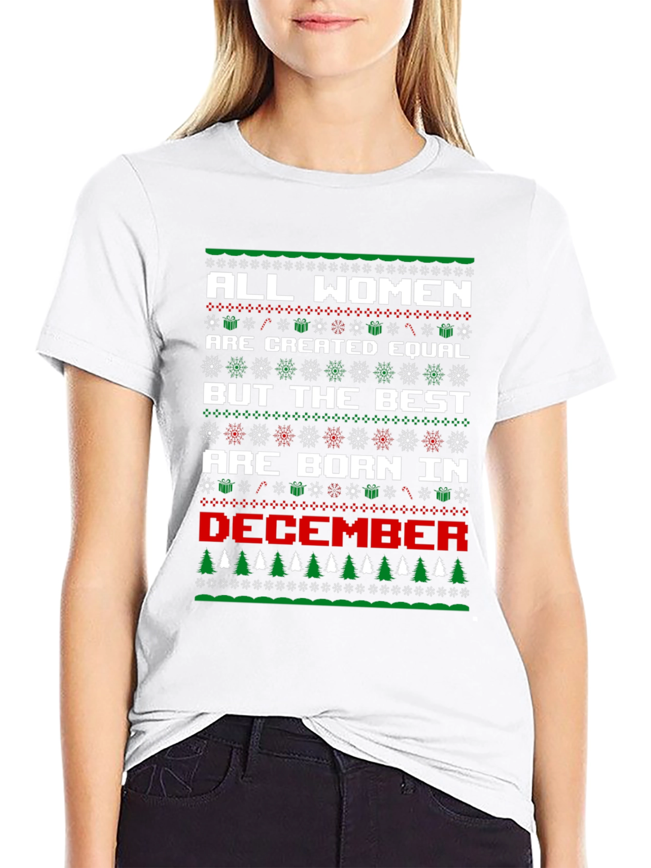 Women Born in December Ugly Christmas Sweater T-Shirt