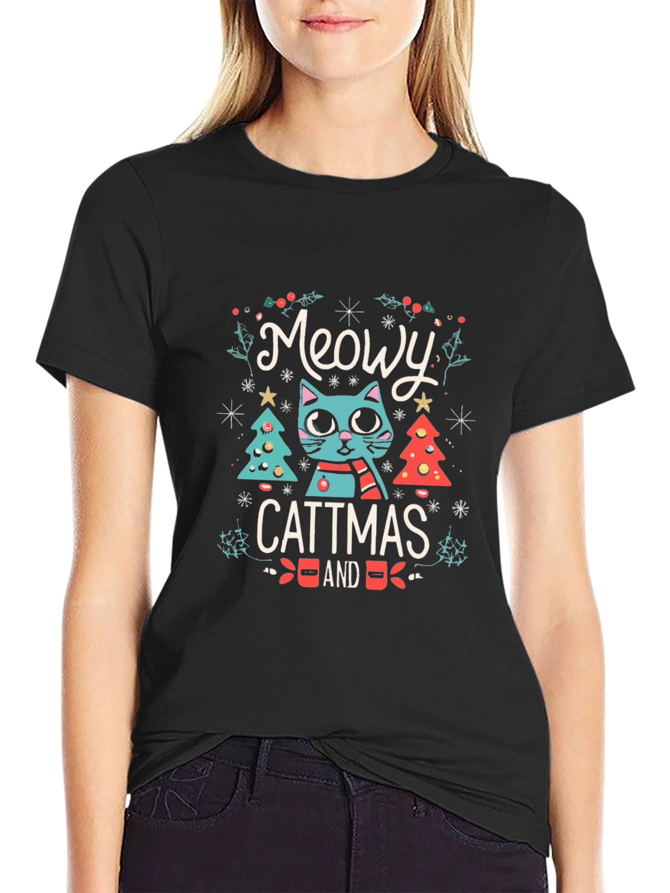 Meowy Cattmas T-Shirt - Festive Holiday Cat Tee