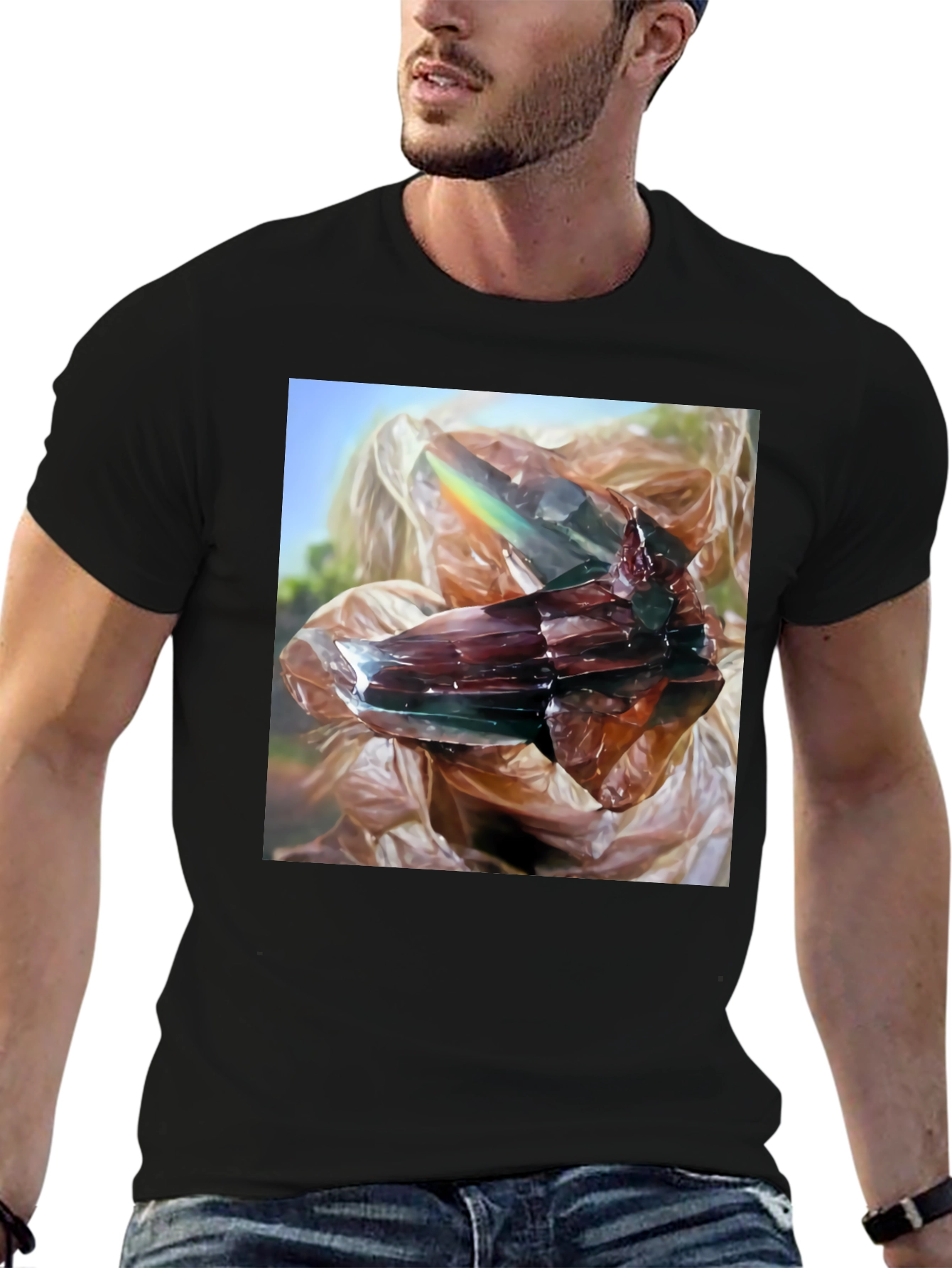 Abstract Crystal Graphic Black T-Shirt