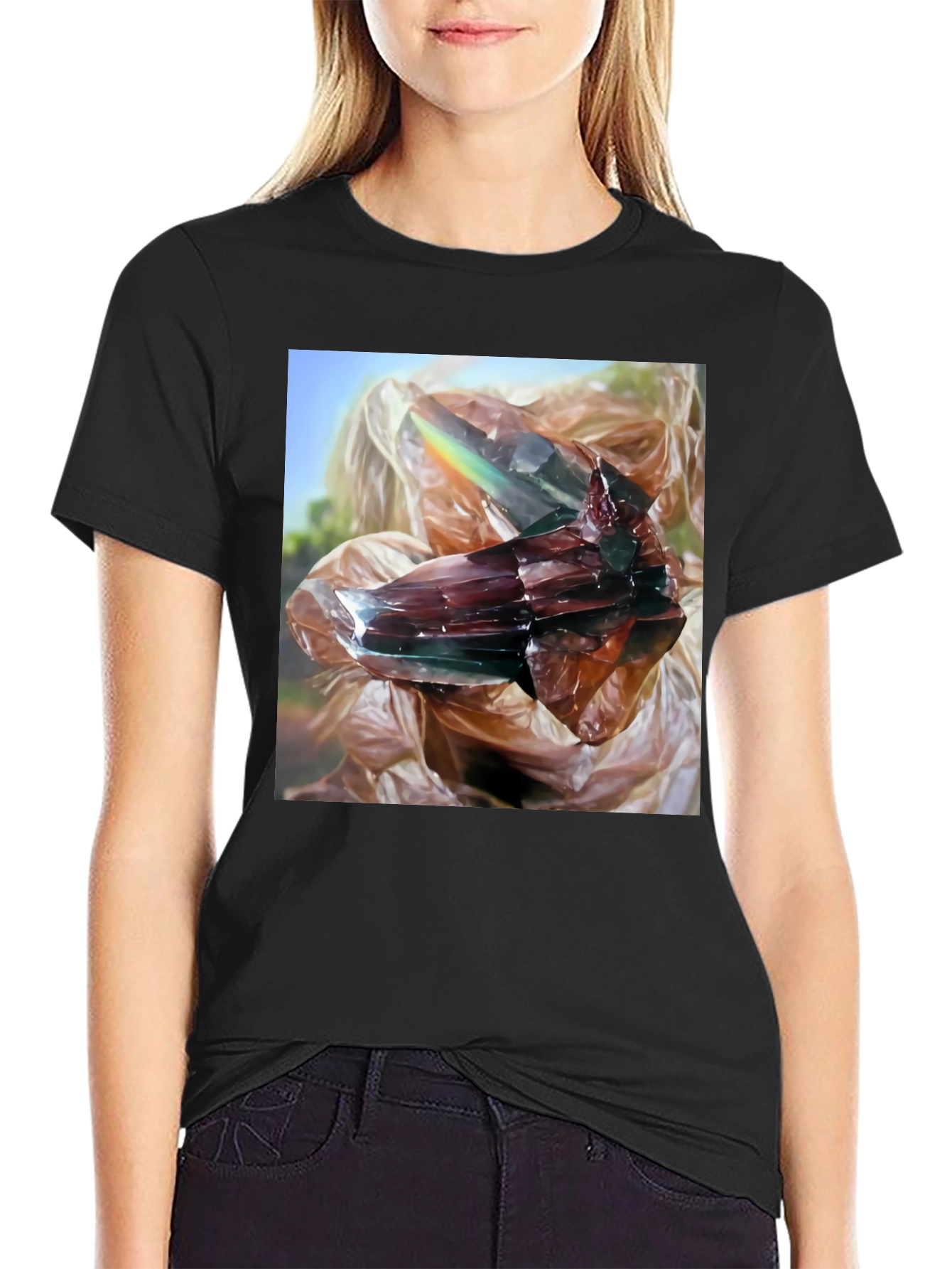Abstract Crystal Graphic Black T-Shirt