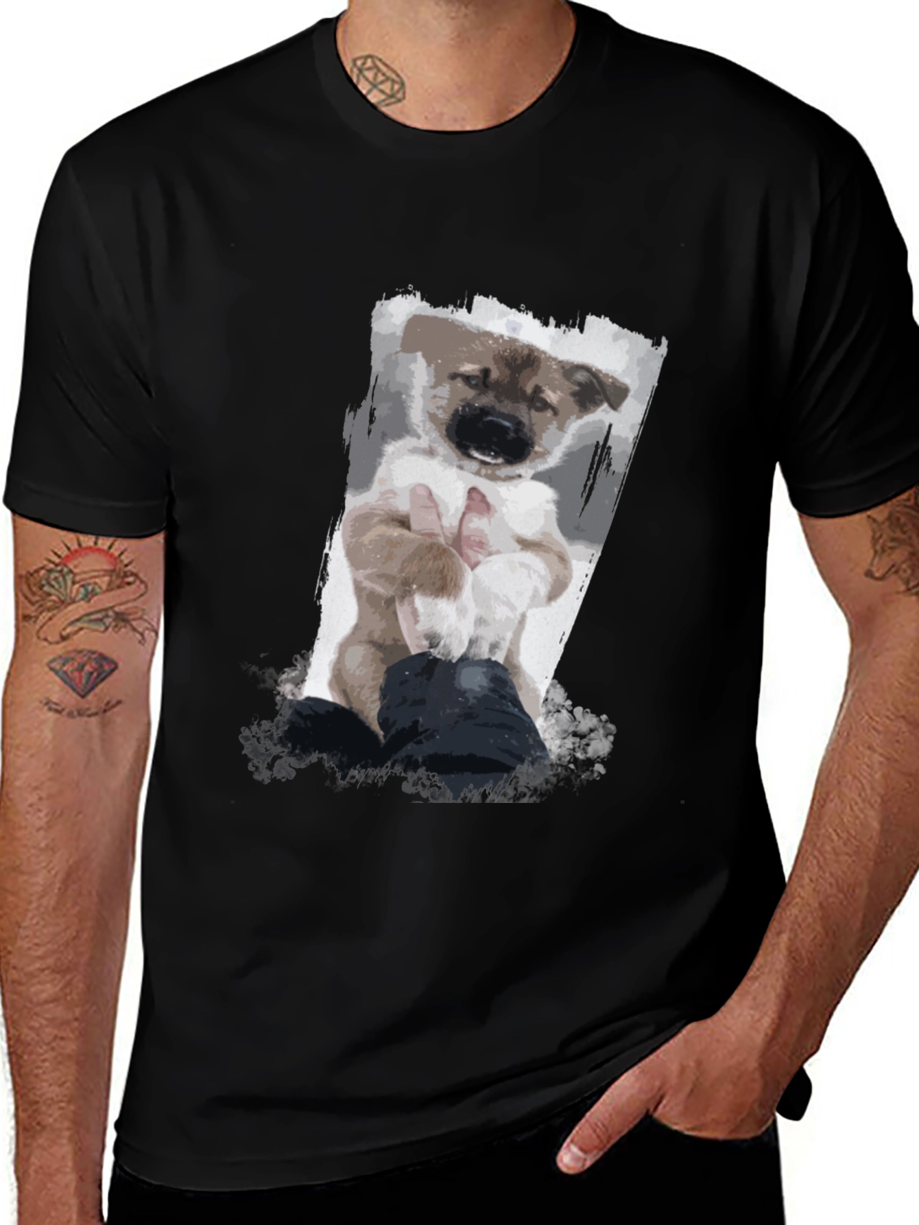 Puppy Art Black T-Shirt