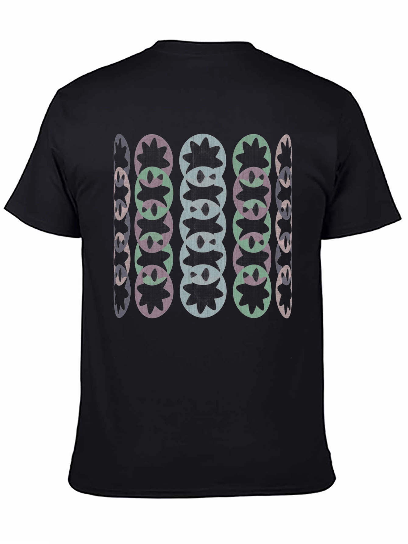Abstract Floral Pattern Black T-Shirt
