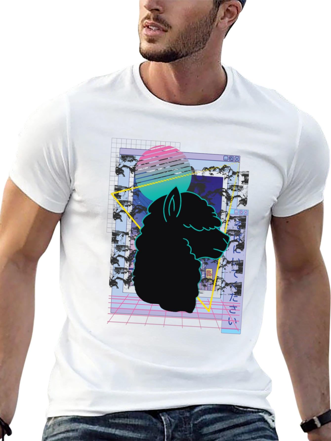 Retro Alpaca T-Shirt - Vaporwave Style