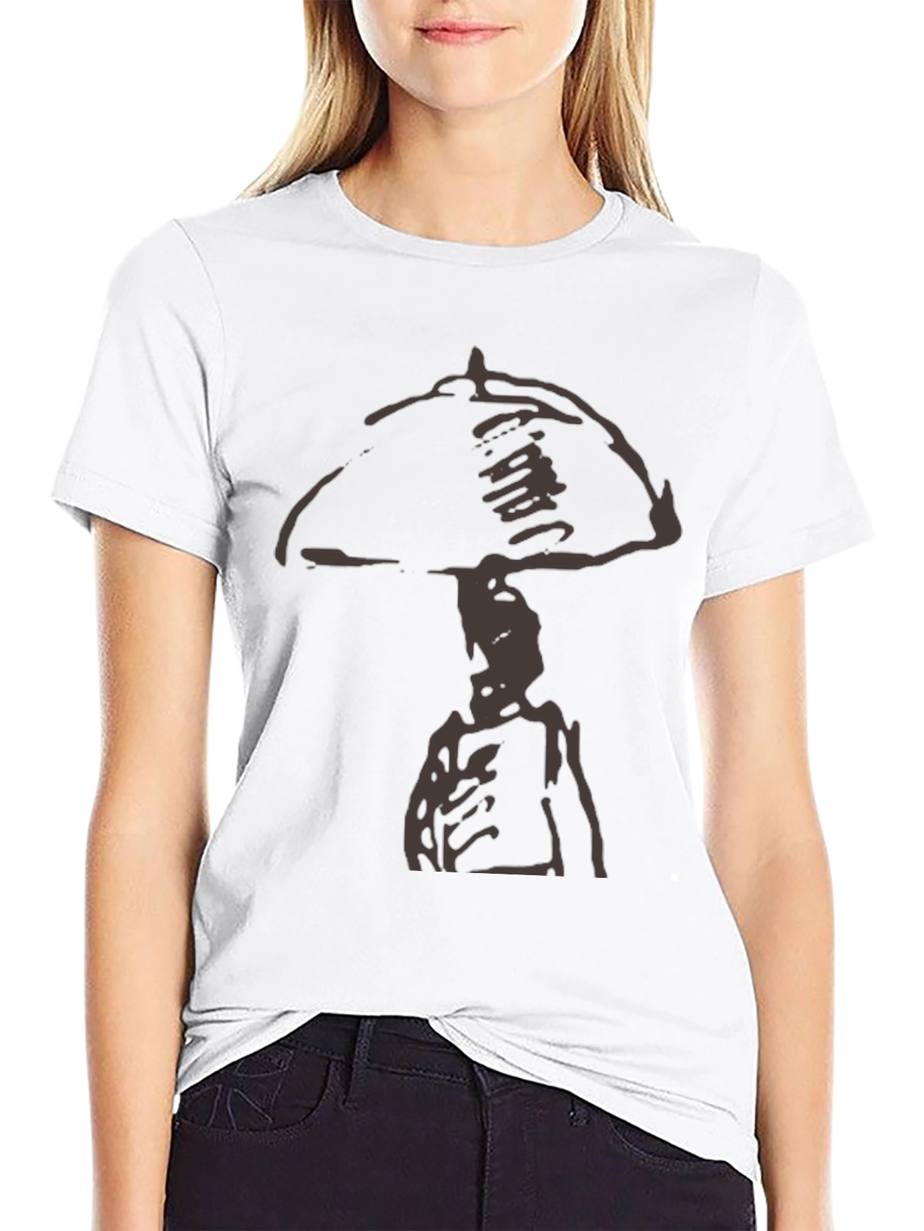 Abstract Graphic Tee - Black Cotton Casual Shirt