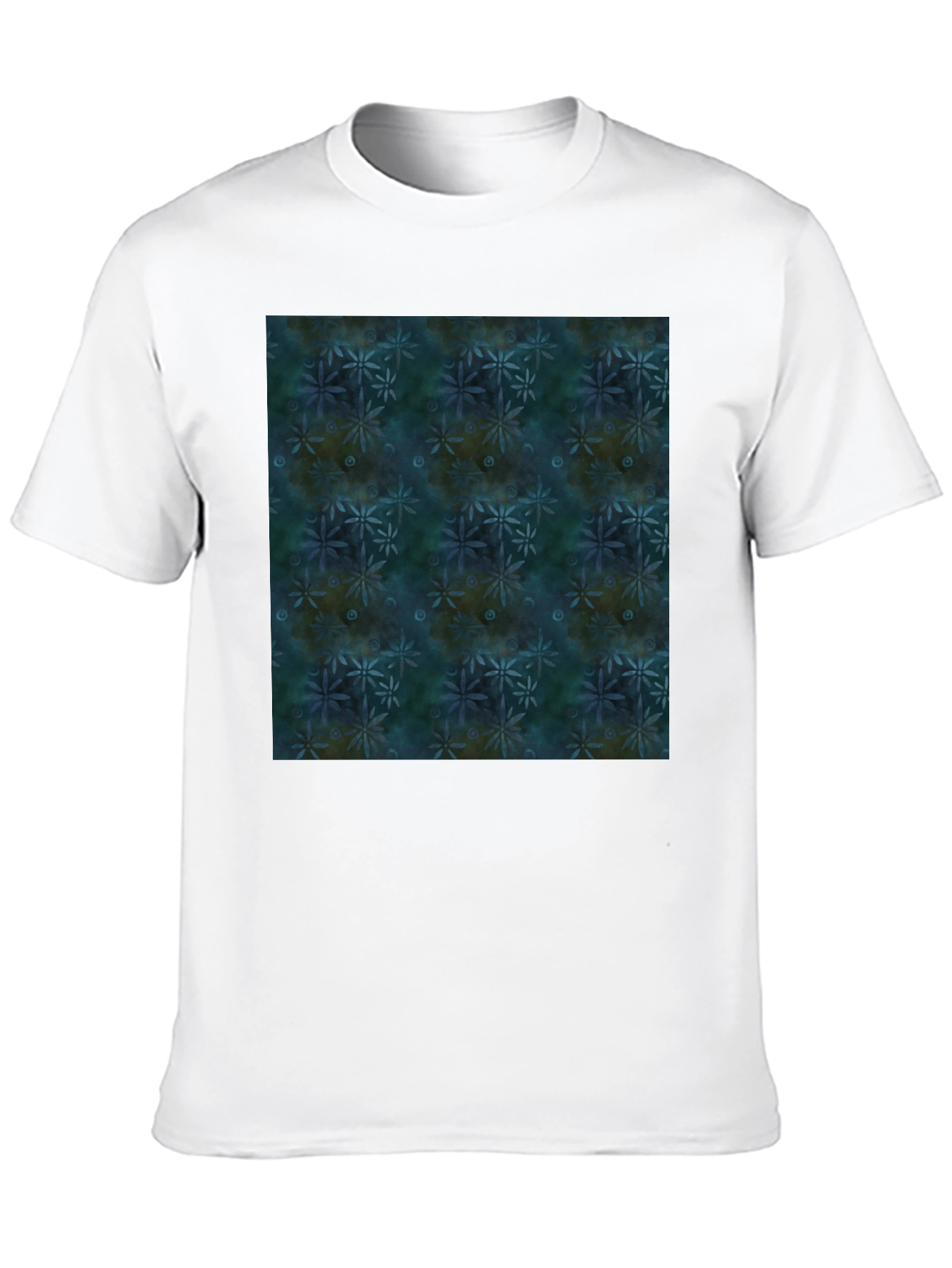 Abstract Floral Pattern Black T-Shirt for Men