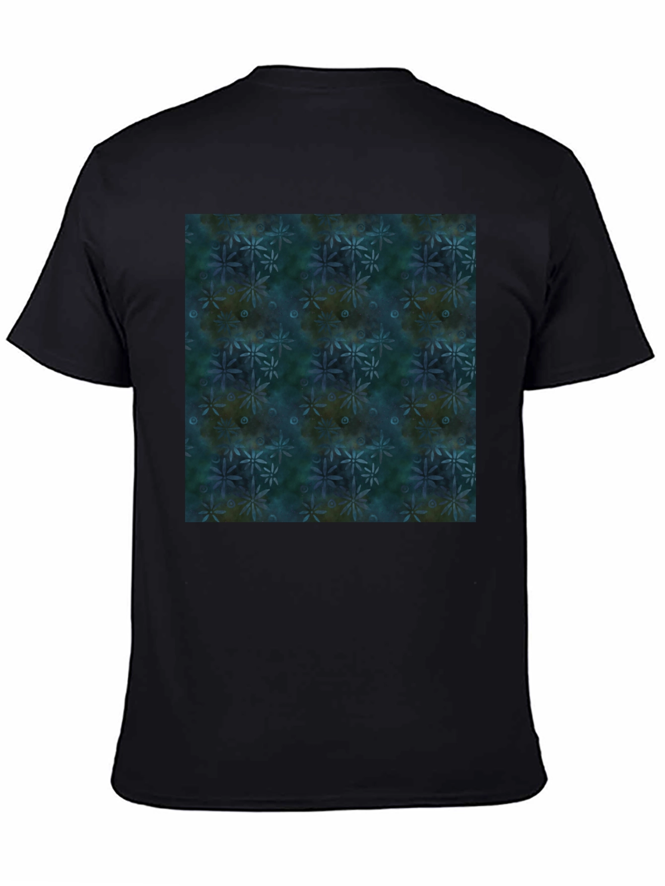 Abstract Floral Pattern Black T-Shirt for Men