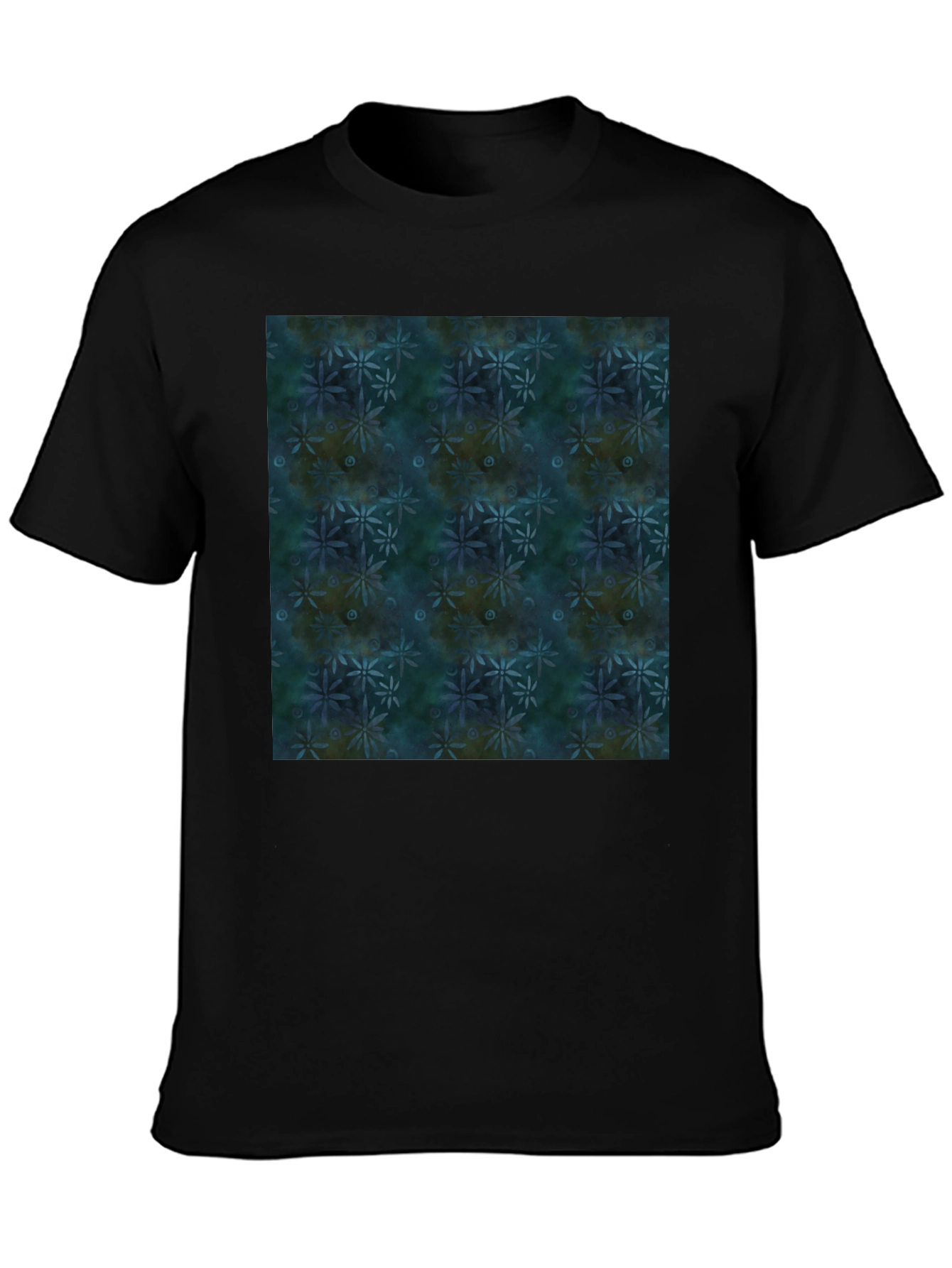 Abstract Floral Pattern Black T-Shirt for Men