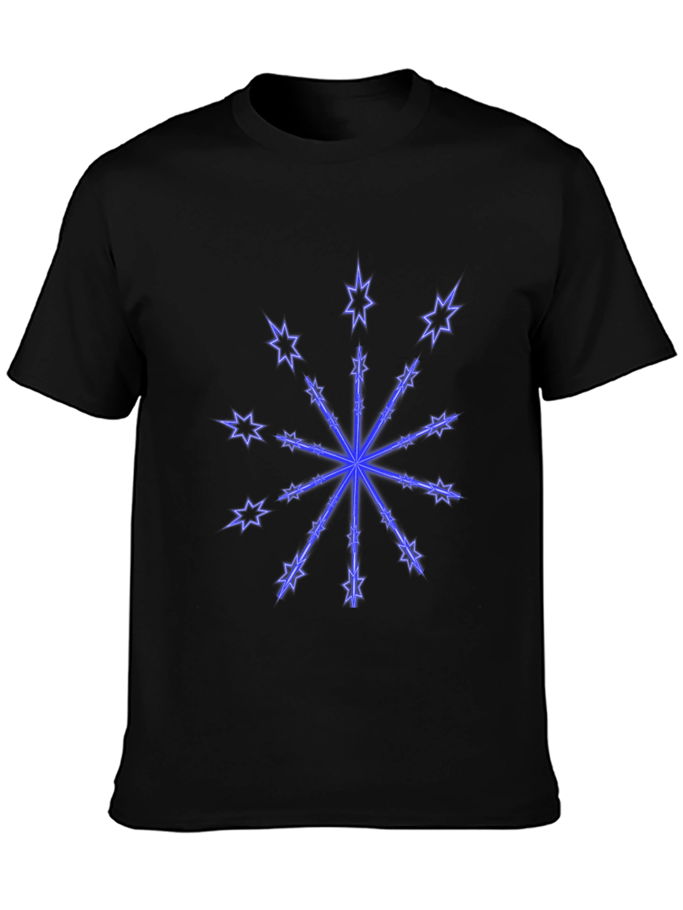 Black T-Shirt with Neon Star Design