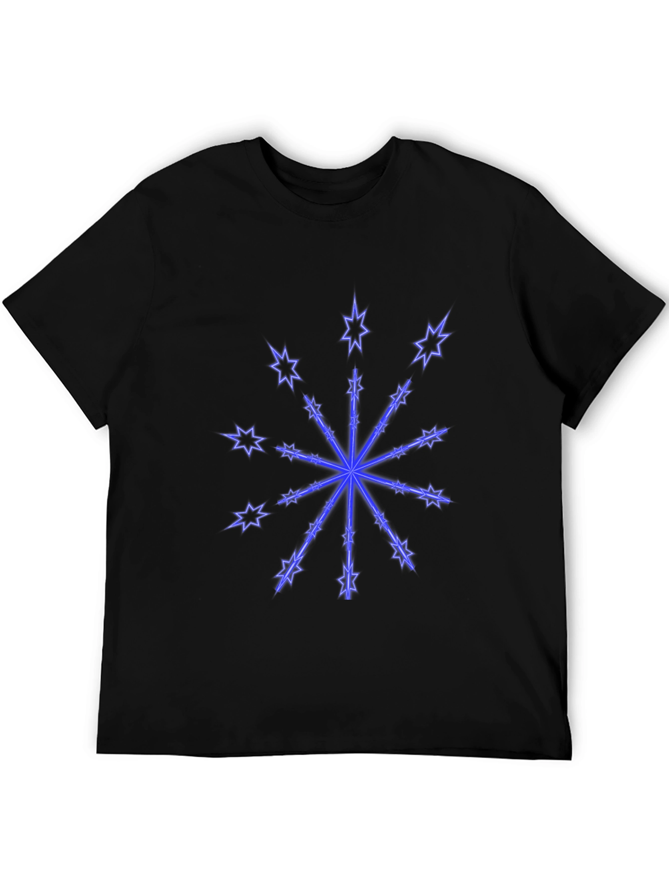 Black T-Shirt with Neon Star Design