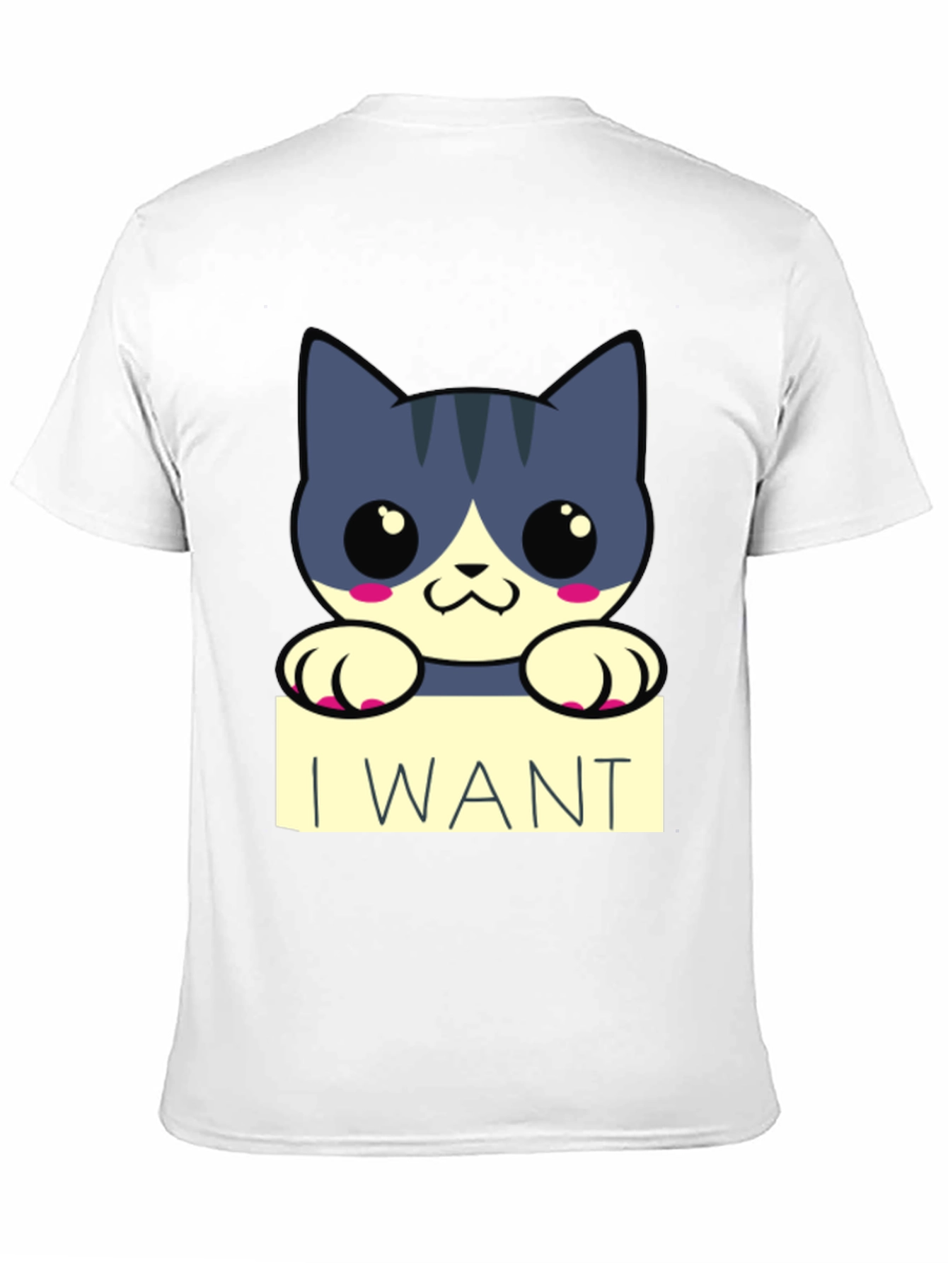 Cute Cartoon Cat I Want T-Shirt - Black