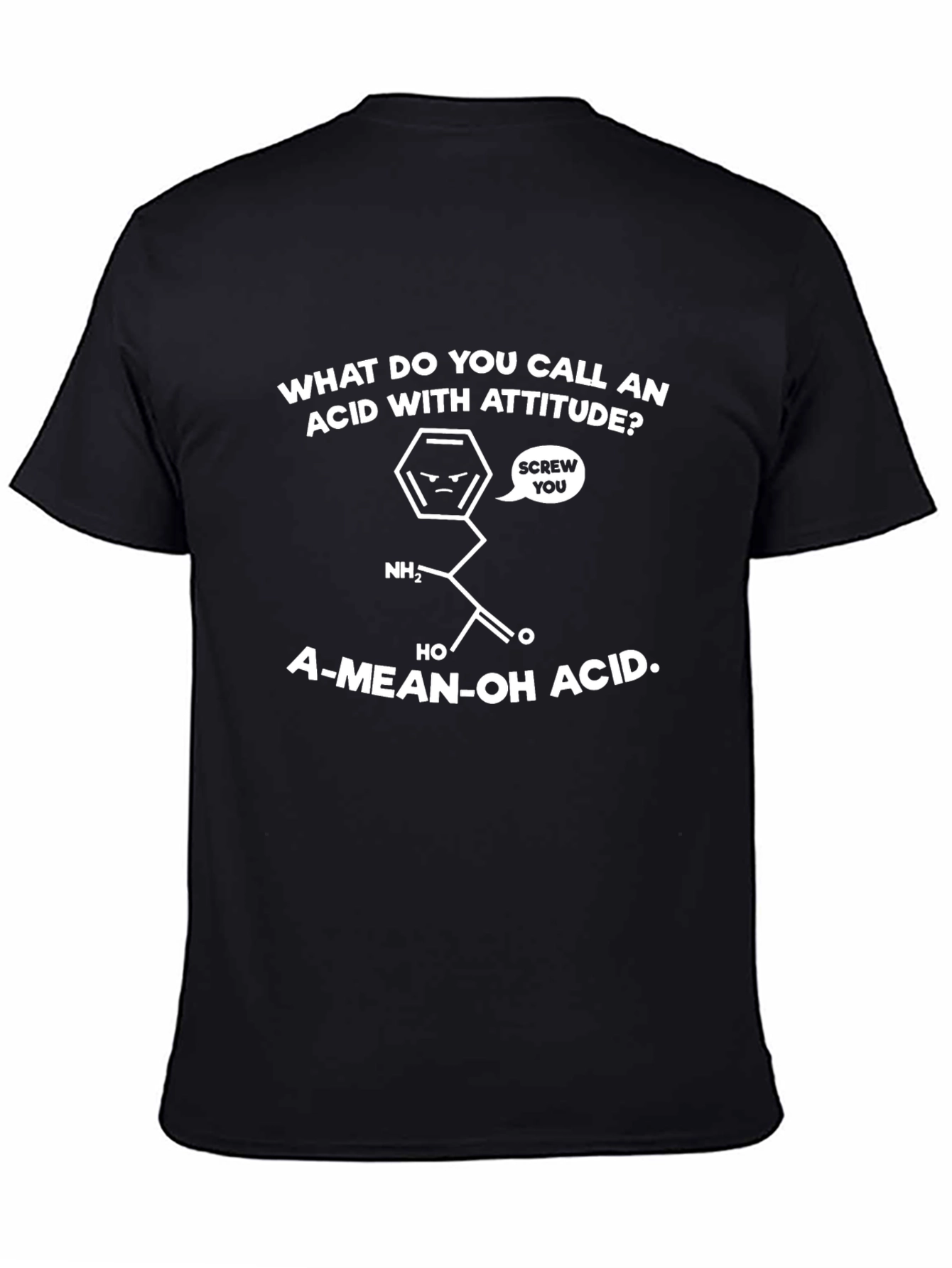 Funny Science Pun T-Shirt - A-Mean-OH Acid Chemistry Joke