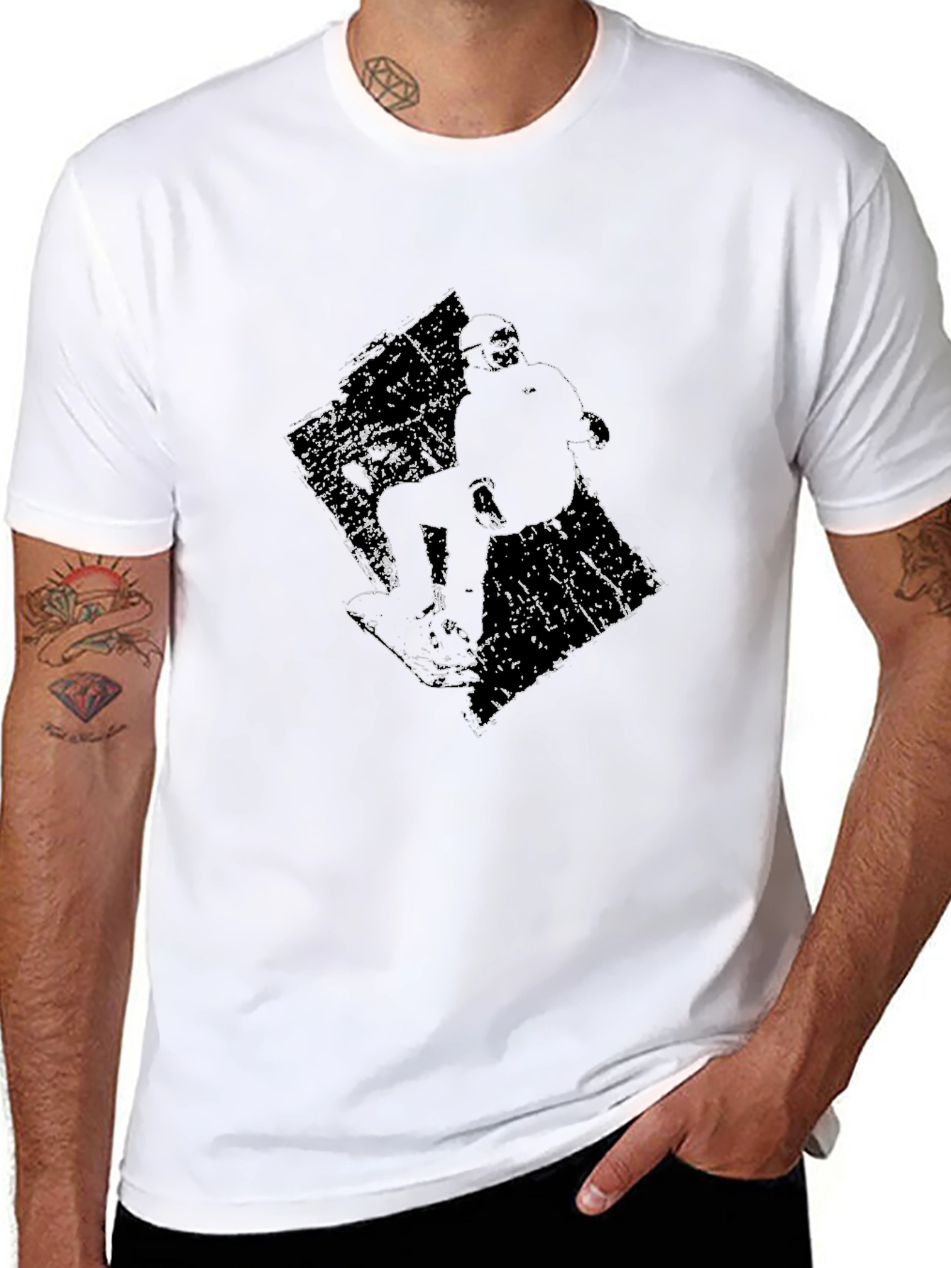 Skateboarder Graphic Tee - Black Cotton T-Shirt