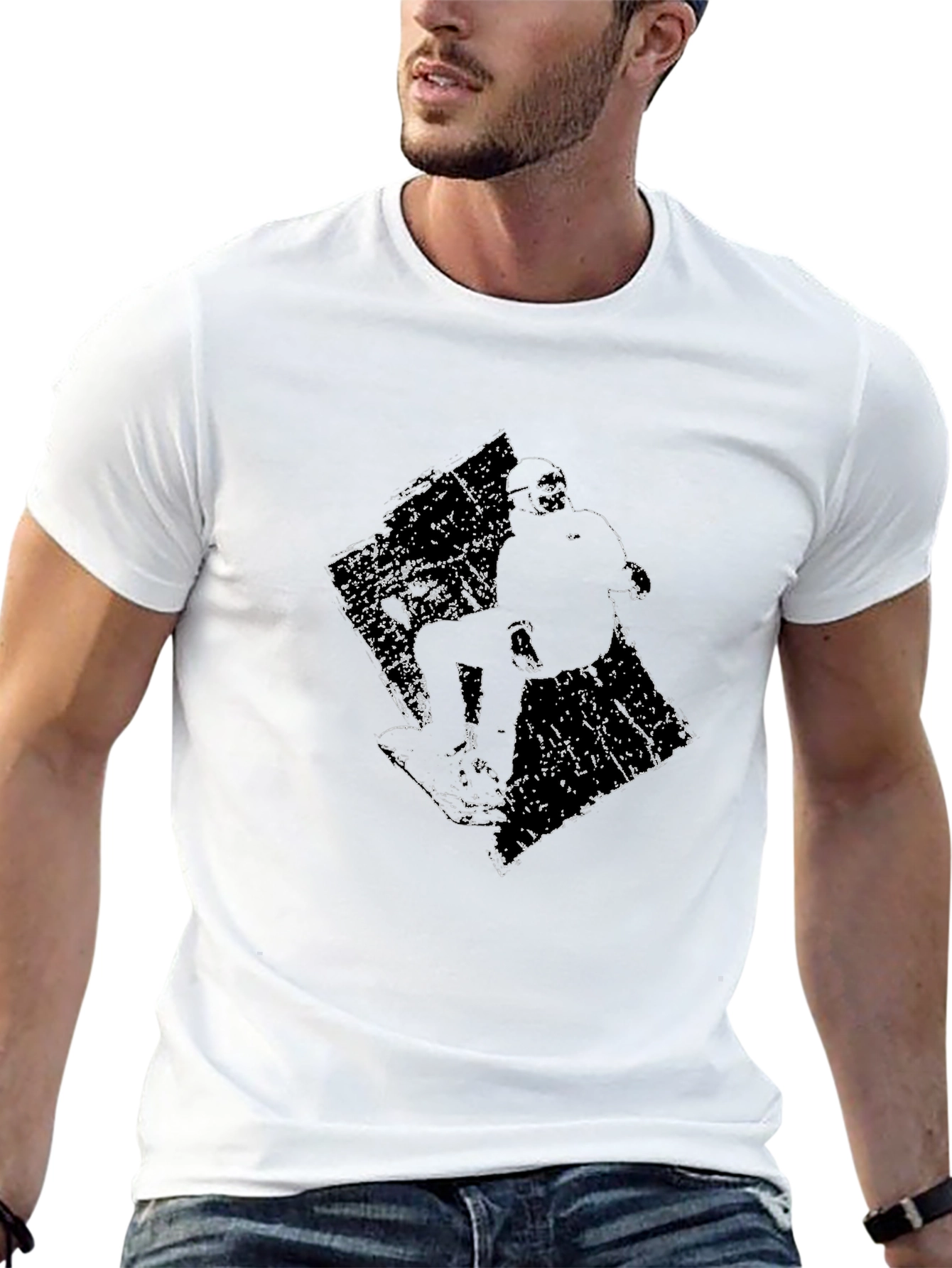 Skateboarder Graphic Tee - Black Cotton T-Shirt