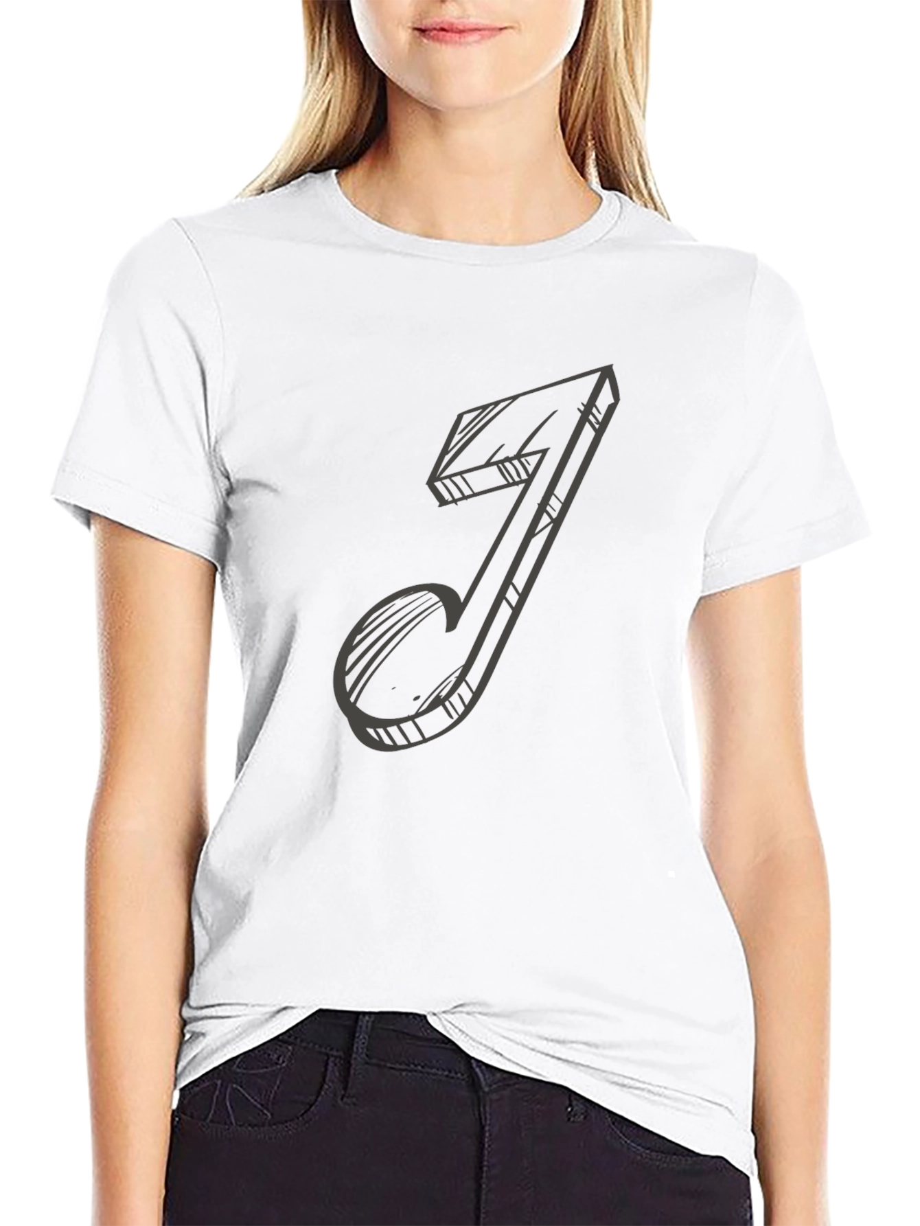 Music Note Sketch Black T-Shirt