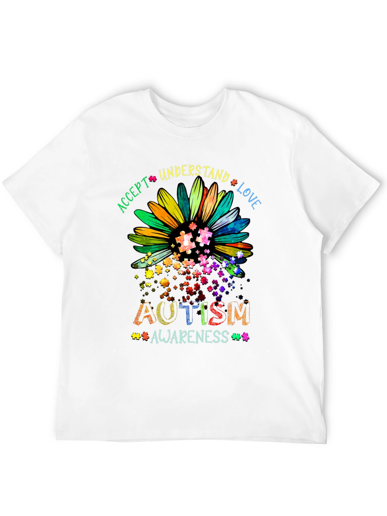 Autism Awareness Sunflower T-Shirt - Accept Understand Love