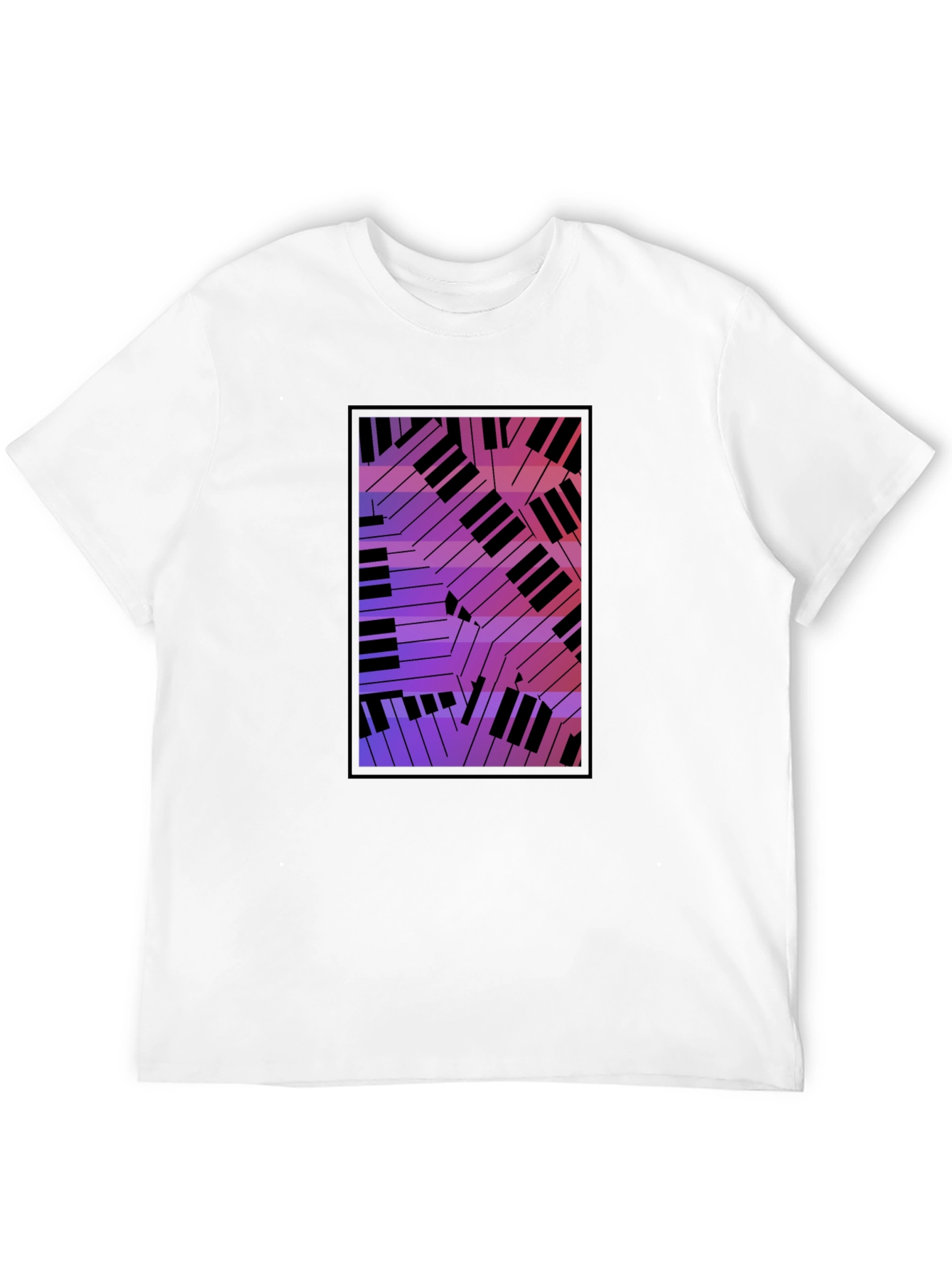 Abstract Piano Keys Graphic Black T-Shirt