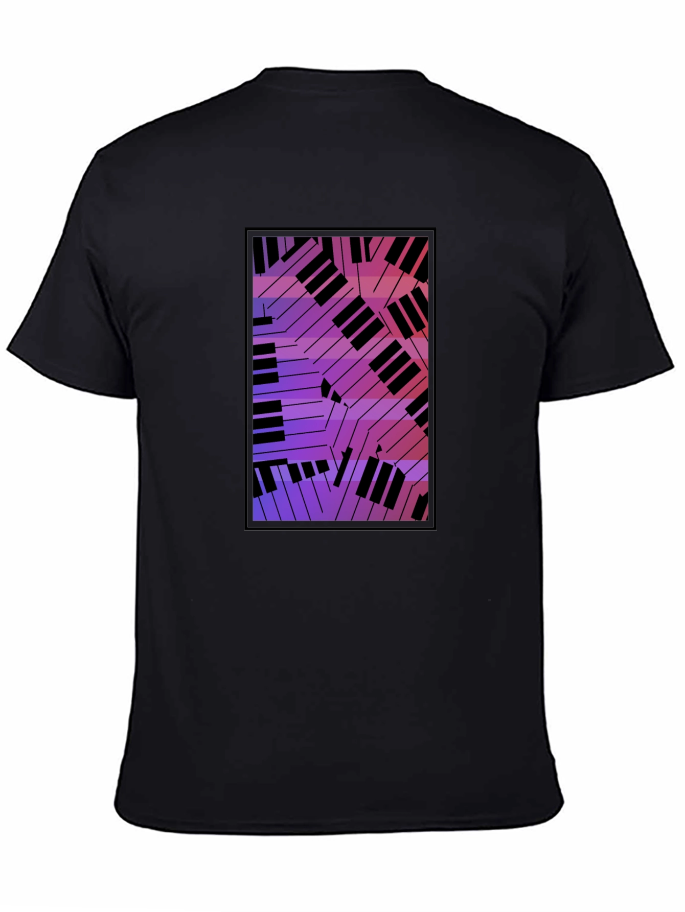 Abstract Piano Keys Graphic Black T-Shirt