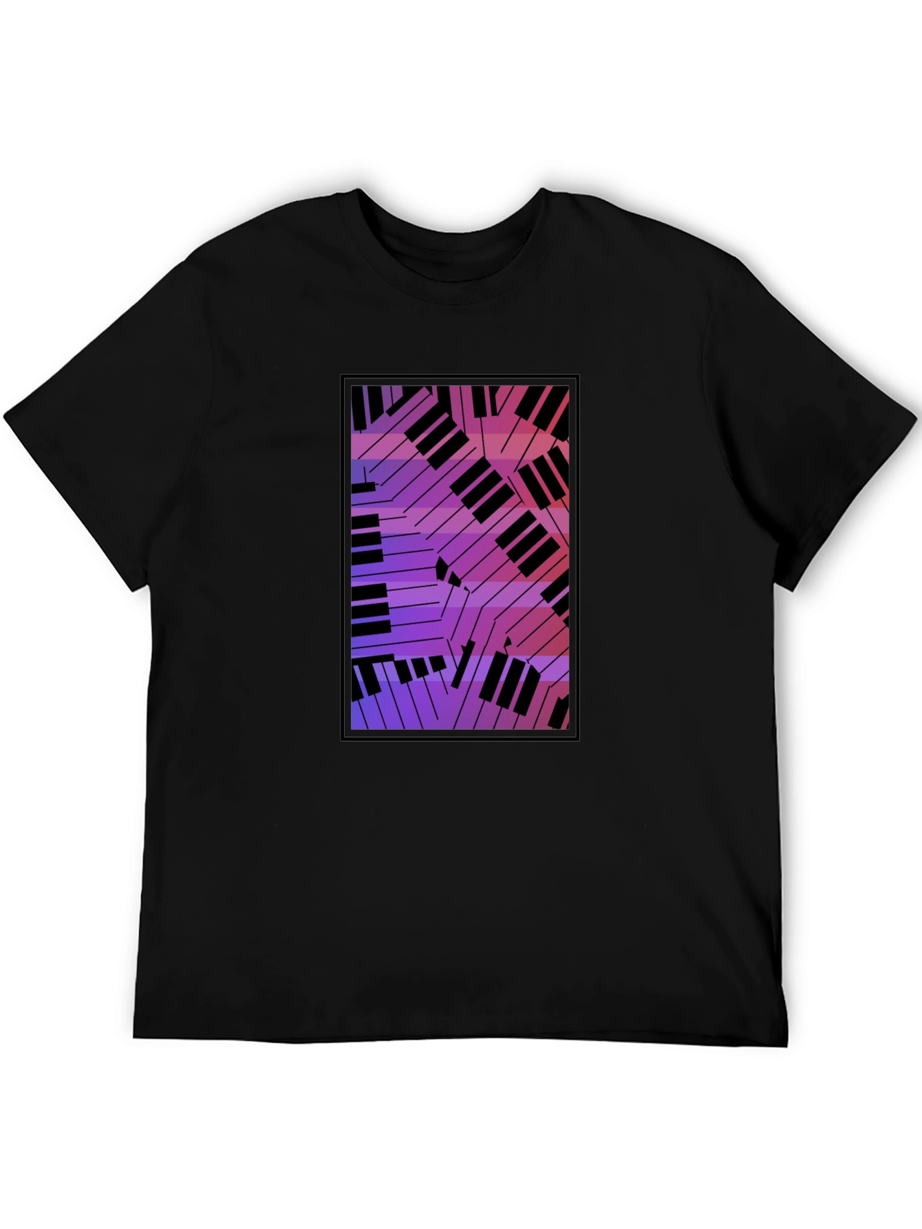 Abstract Piano Keys Graphic Black T-Shirt