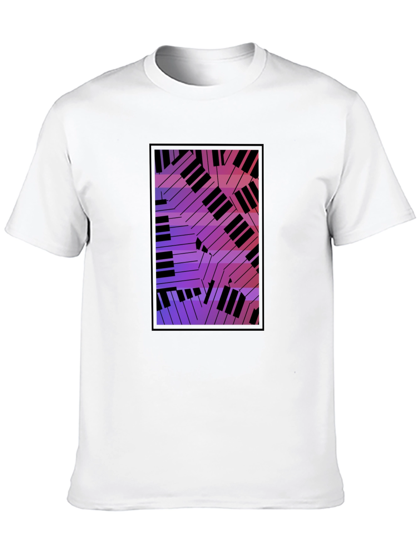 Abstract Piano Keys Graphic Black T-Shirt