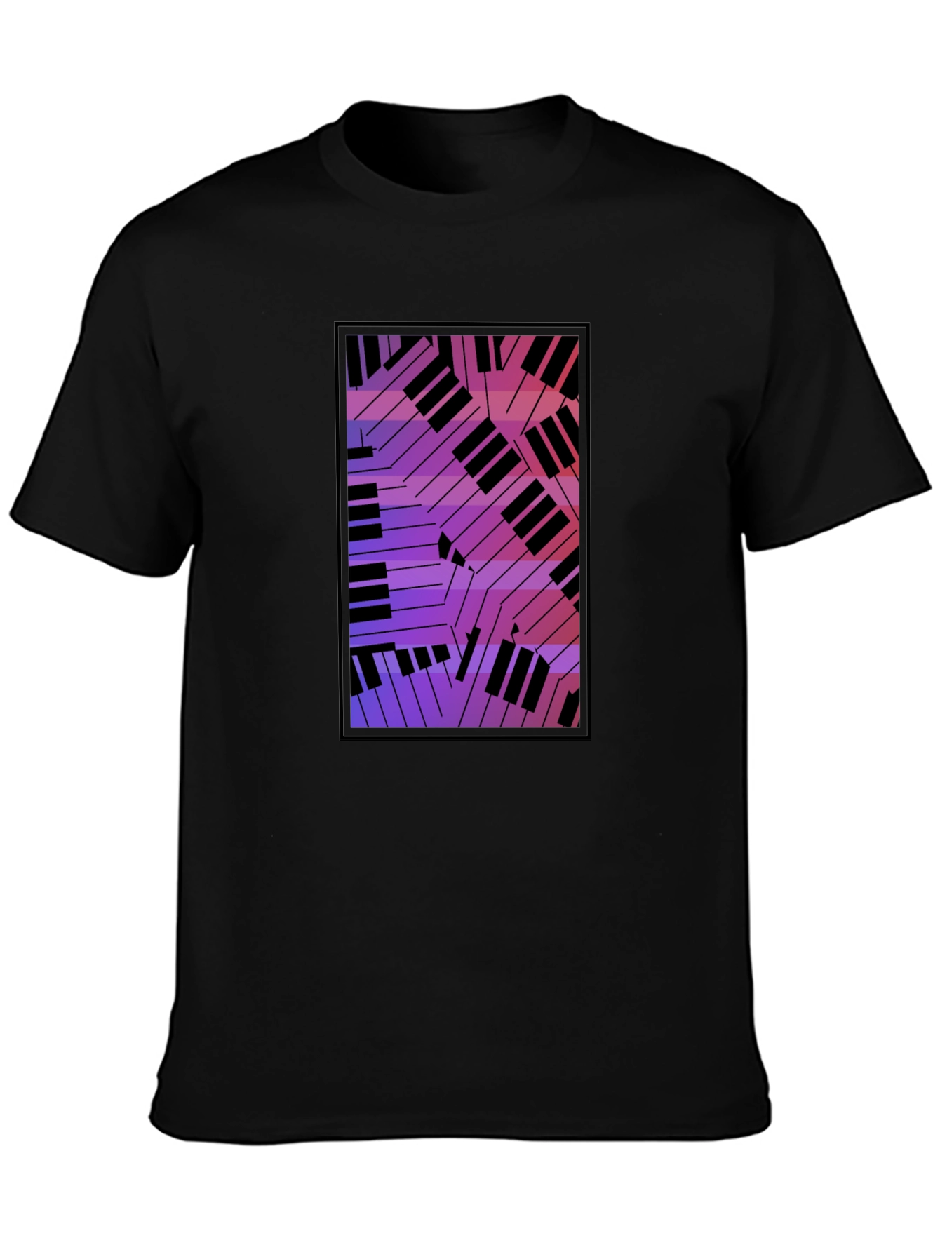 Abstract Piano Keys Graphic Black T-Shirt