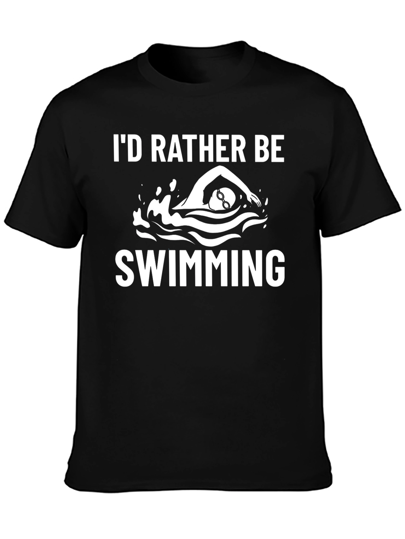 Id Rather Be Swimming T-Shirt - Black Cotton Tee