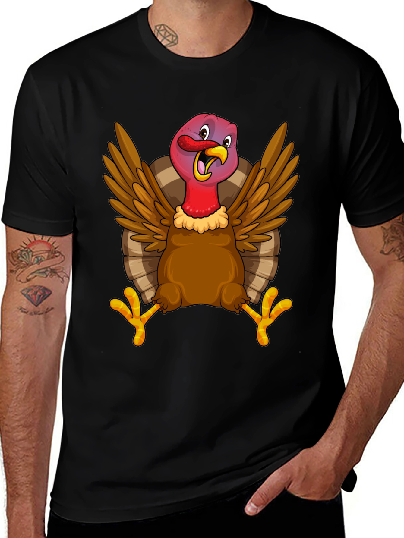 Funny Turkey Graphic Tee - Thanksgiving Holiday T-Shirt