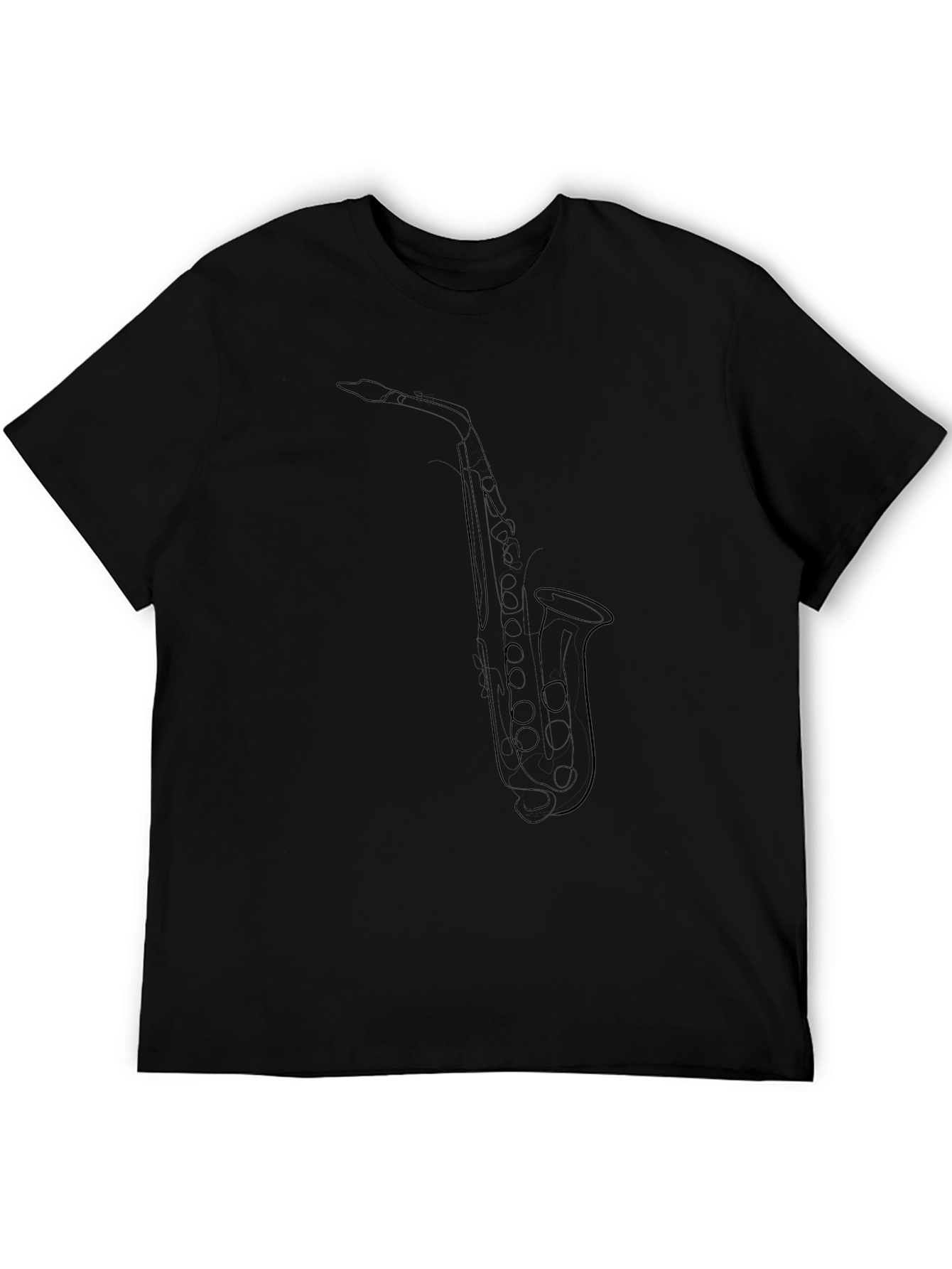 Saxophone Line Art Black T-Shirt