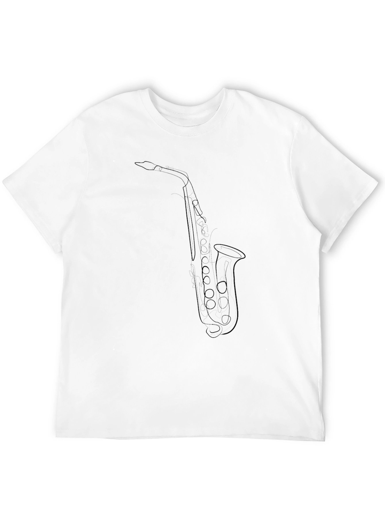 Saxophone Line Art Black T-Shirt