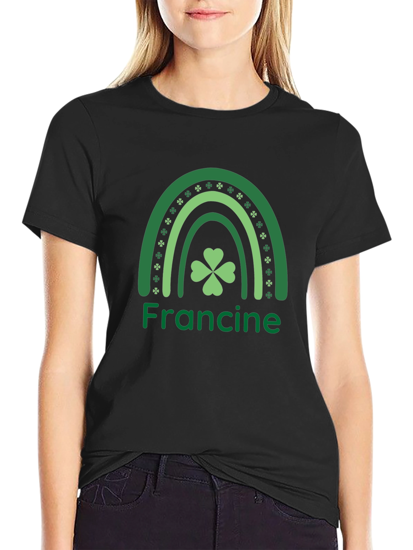 St. Patricks Day Francine Shamrock Rainbow T-Shirt