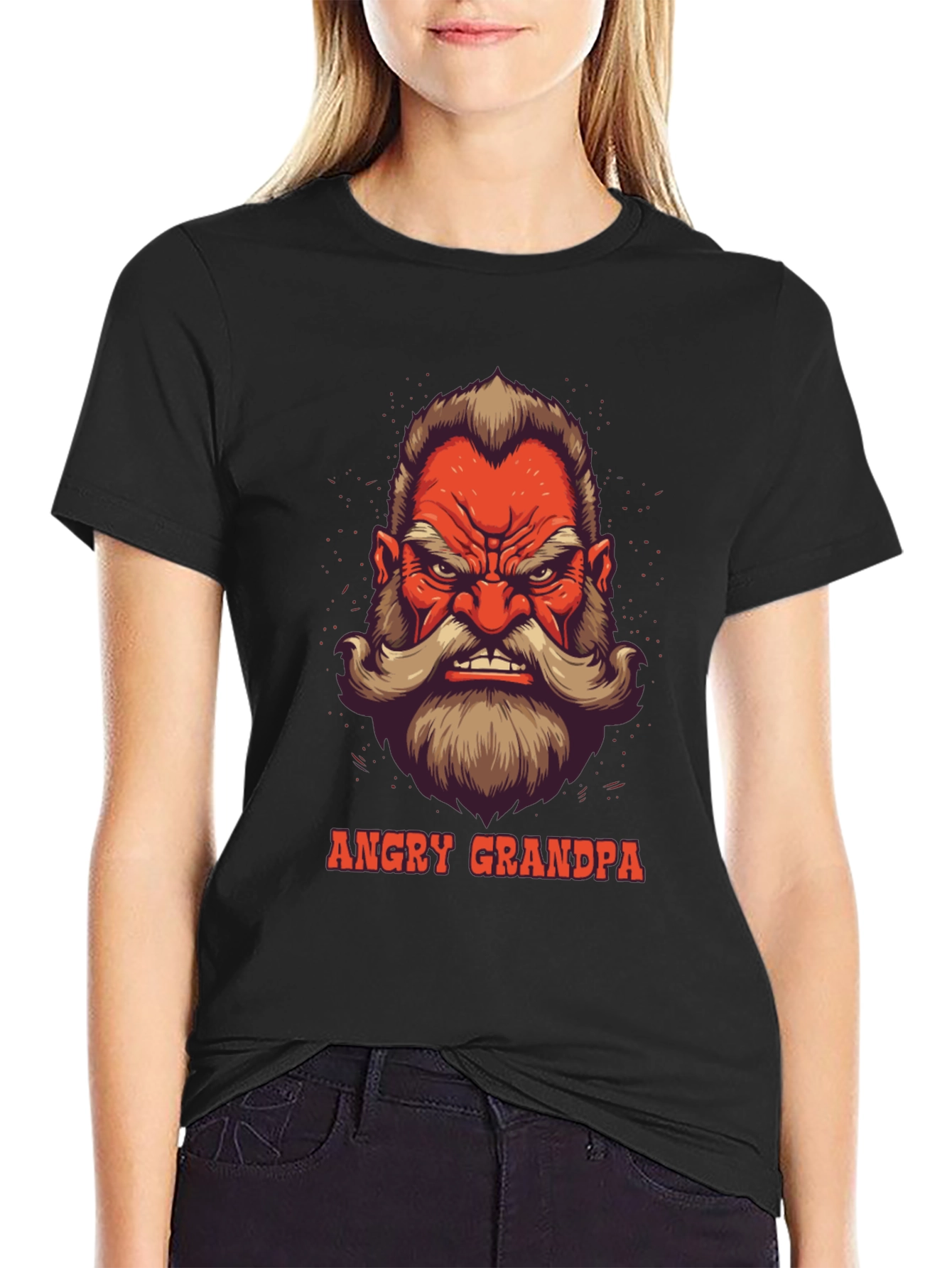 Angry Grandpa Graphic Tee - Black Cotton T-Shirt