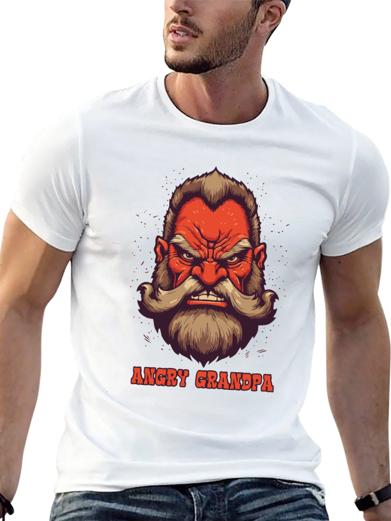 Angry Grandpa Graphic Tee - Black Cotton T-Shirt
