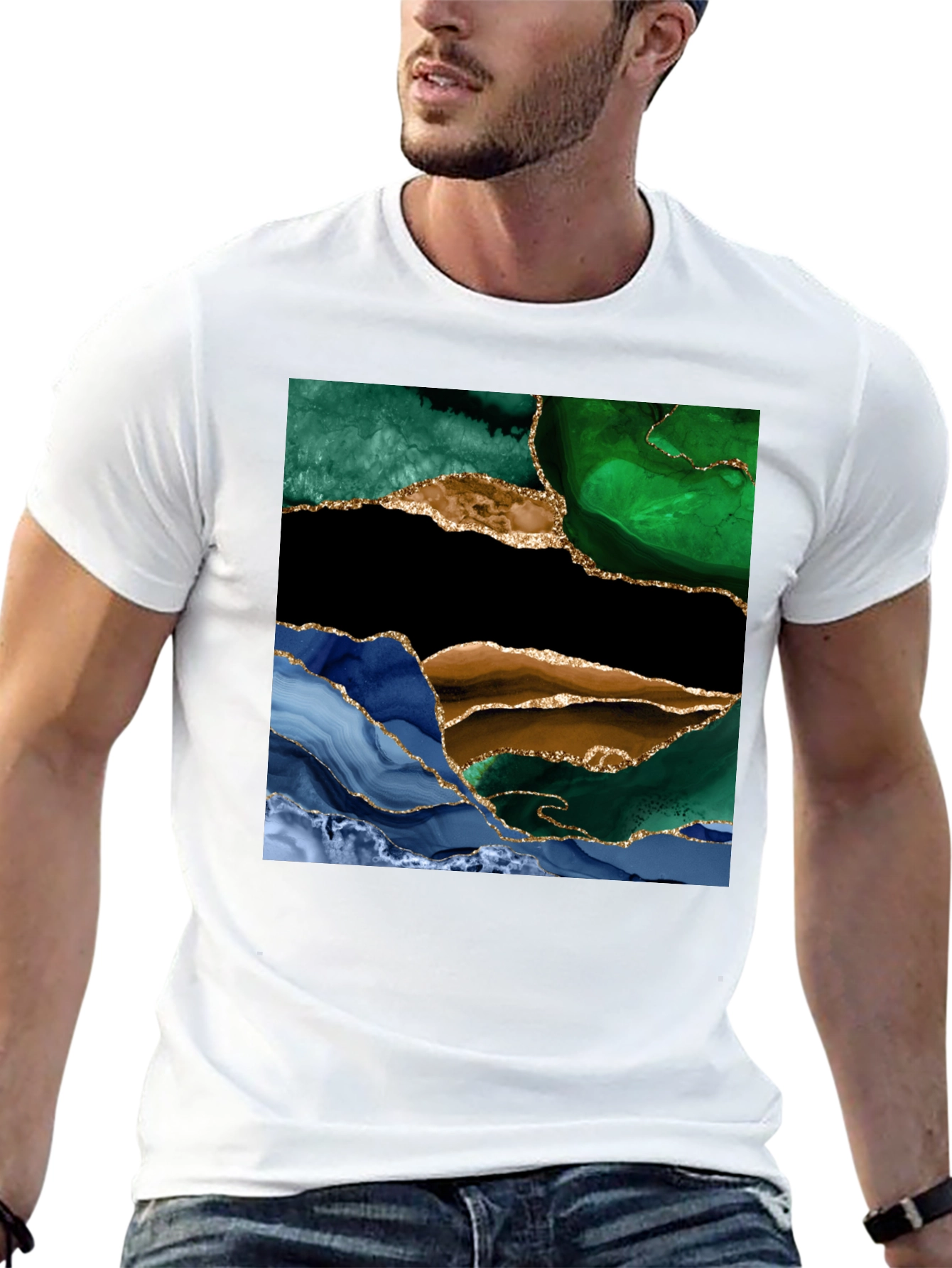 Abstract Agate Stone Graphic Tee - Black