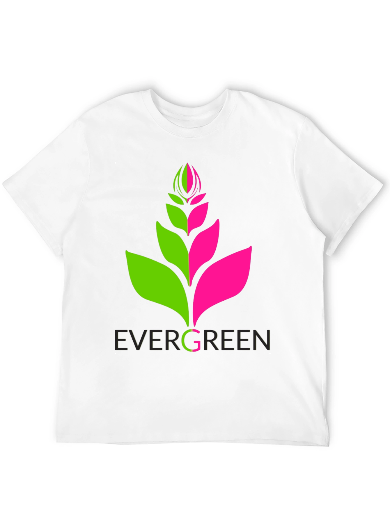 Evergreen Plant Graphic Tee - Modern Black T-Shirt