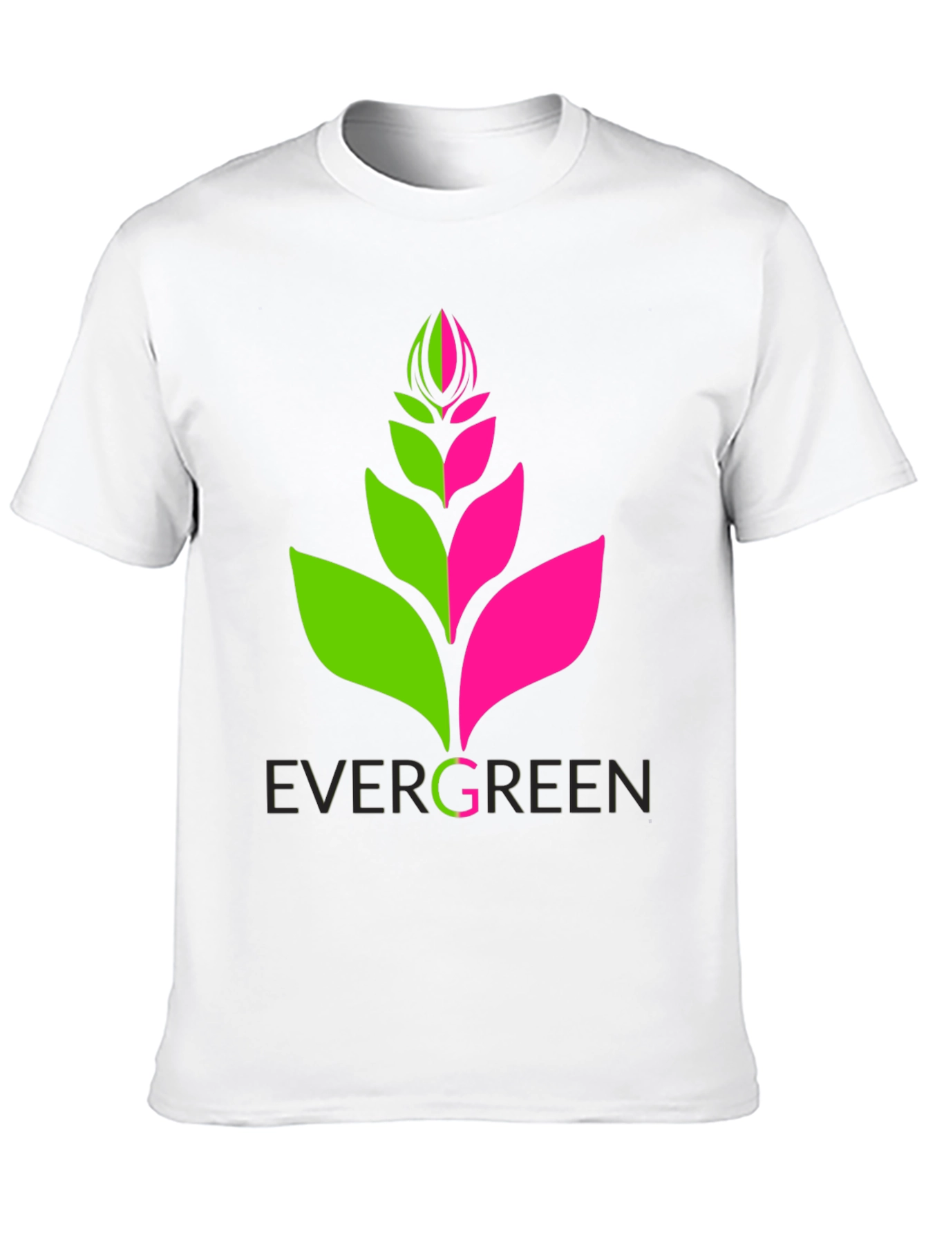 Evergreen Plant Graphic Tee - Modern Black T-Shirt
