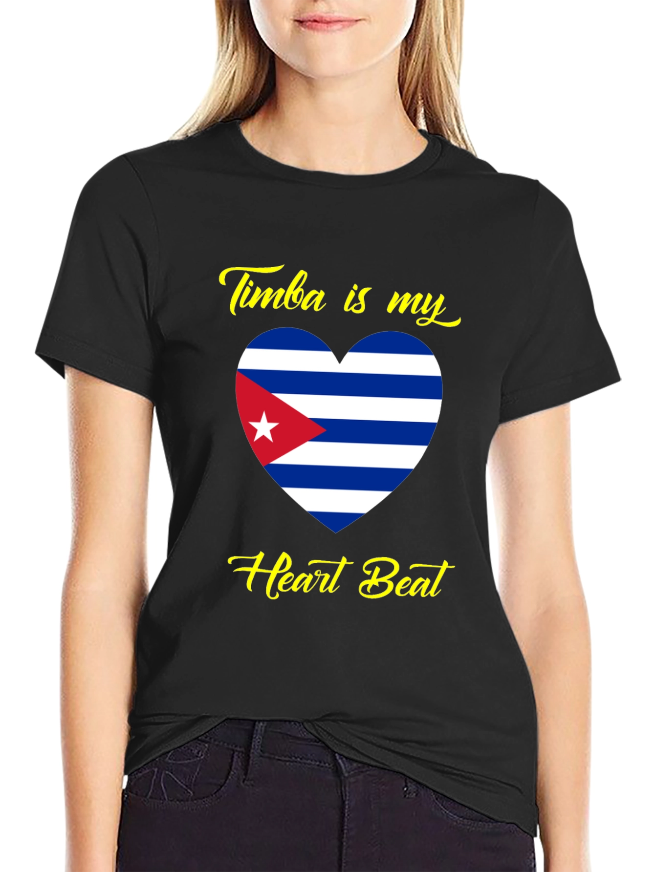 Timba is My Heartbeat Cuba Flag T-Shirt