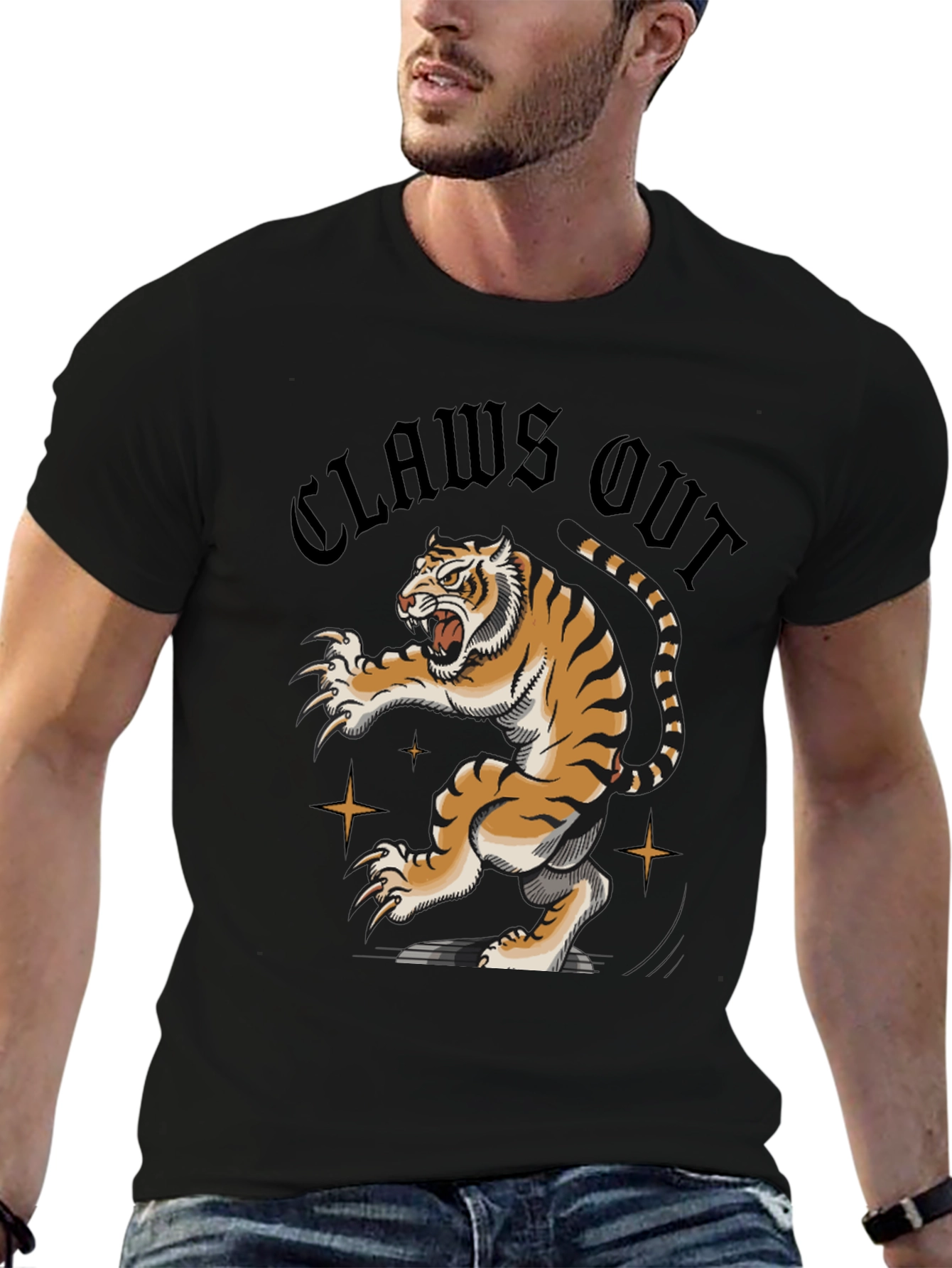 Claws Out Tiger Graphic Tee - Black