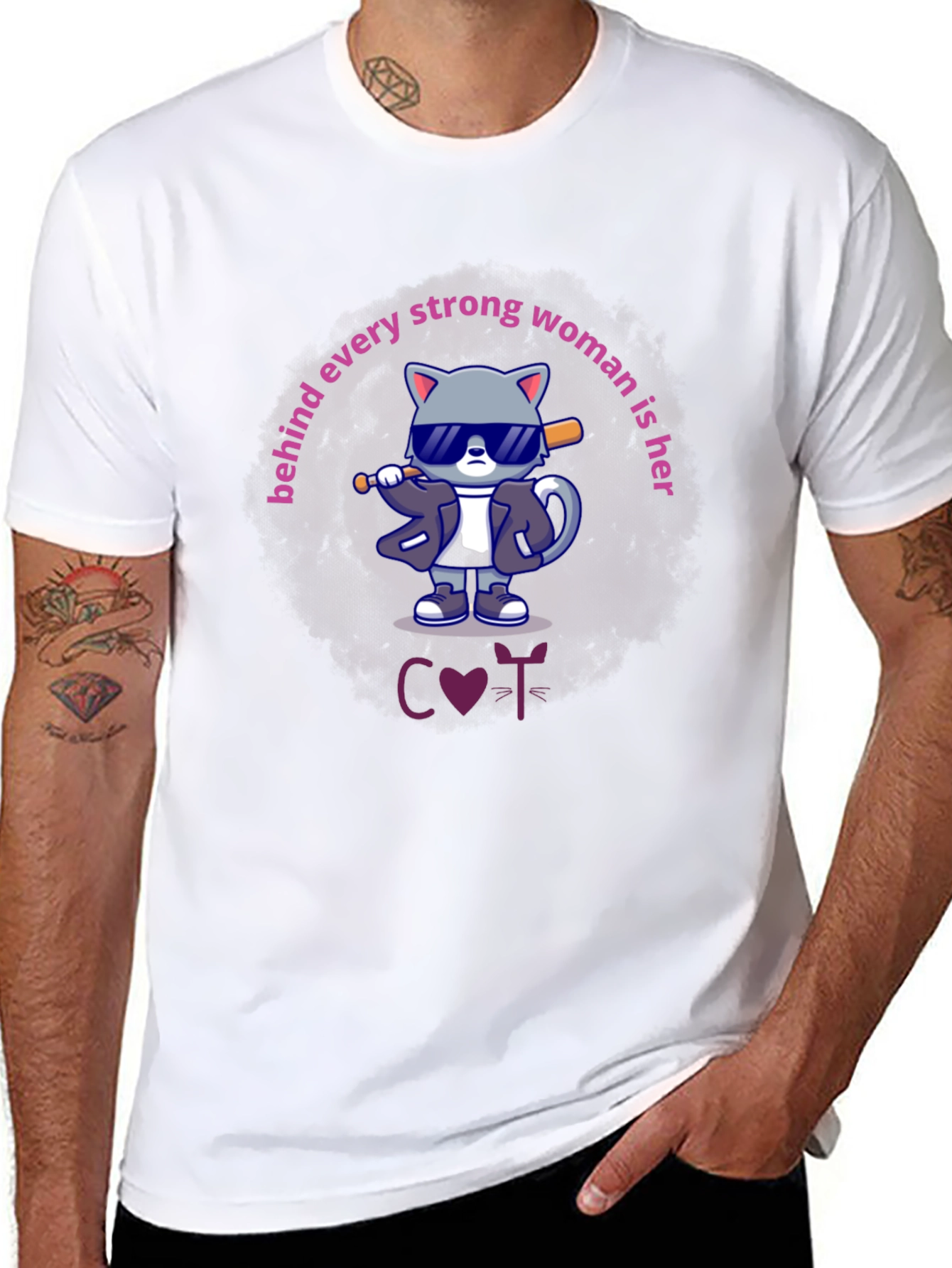 Funny Cat T-Shirt: Strong Women Support