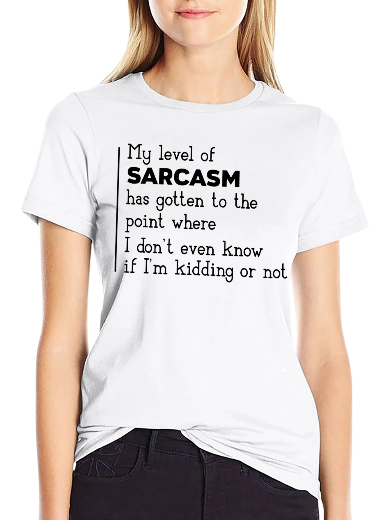 Sarcasm Statement Tee - Black Crew Neck