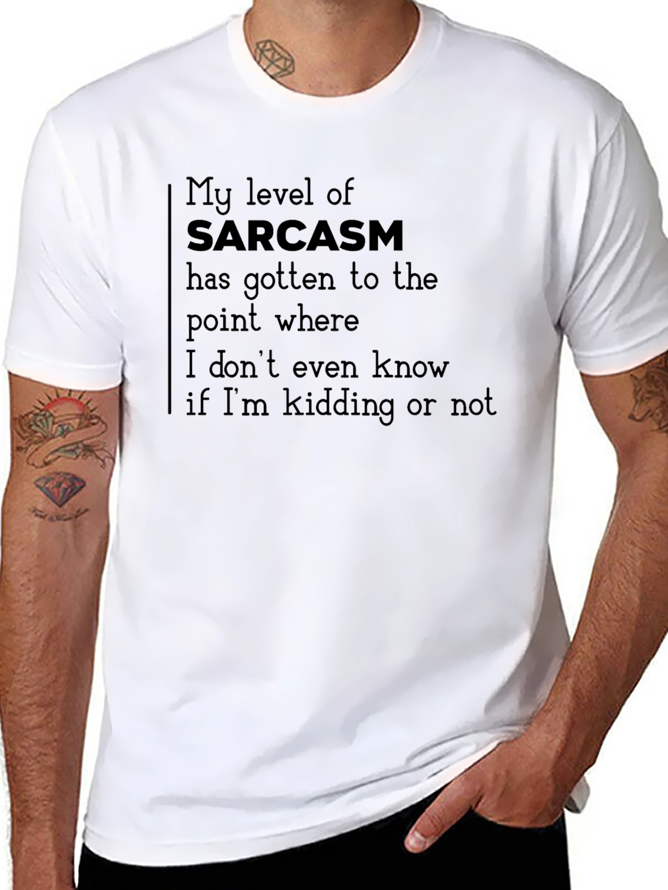 Sarcasm Statement Tee - Black Crew Neck