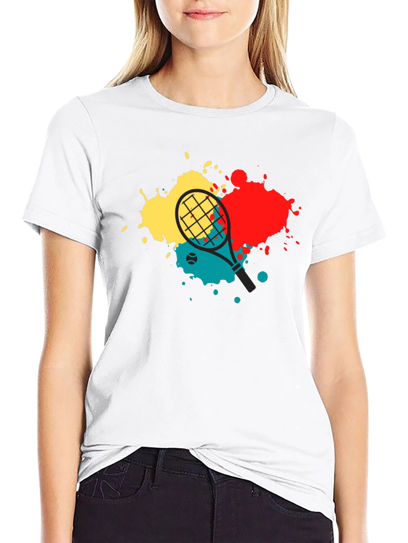 Tennis Racket Splash Graphic Tee - Black