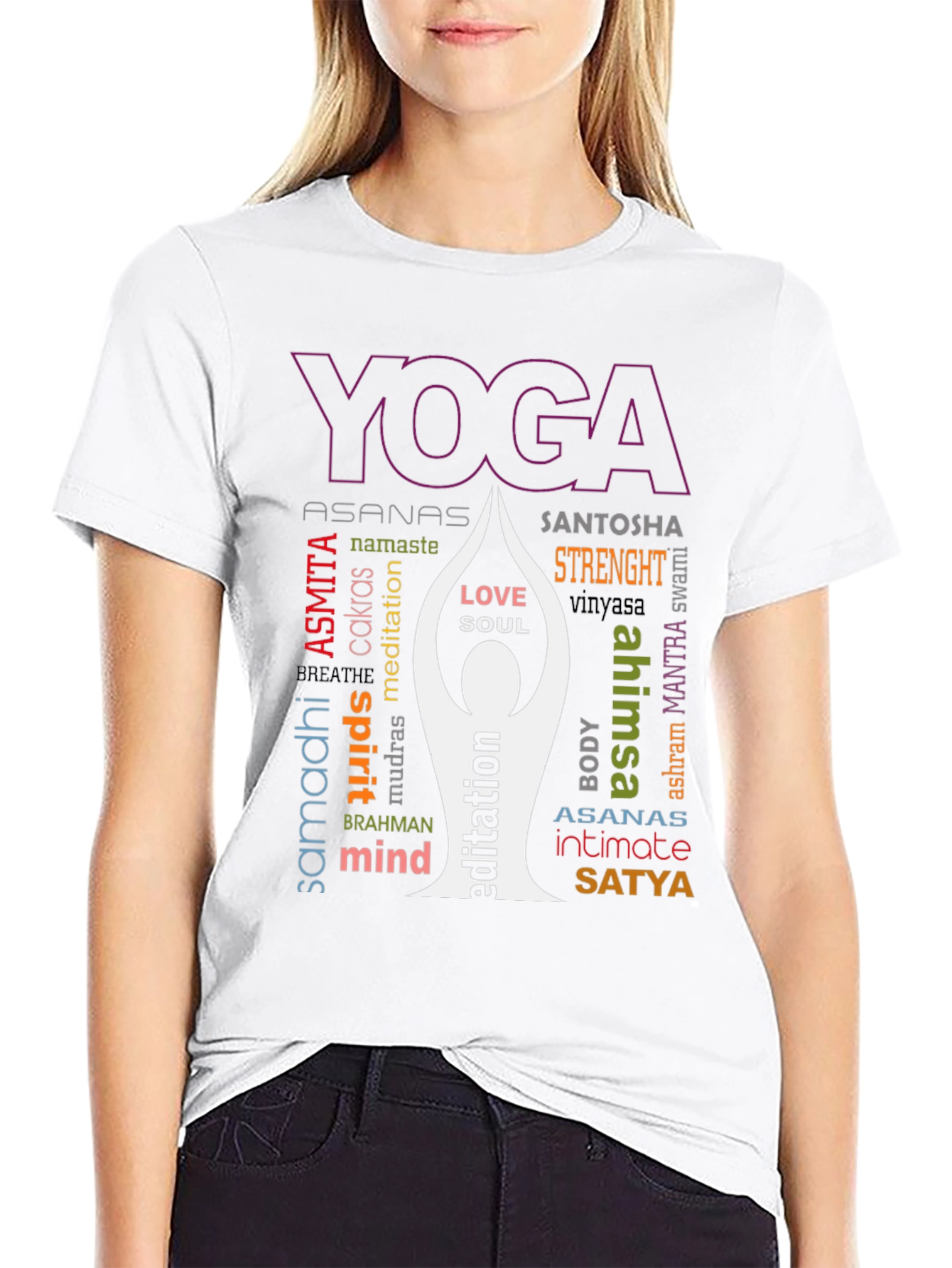 Yoga Word Art Graphic T-Shirt