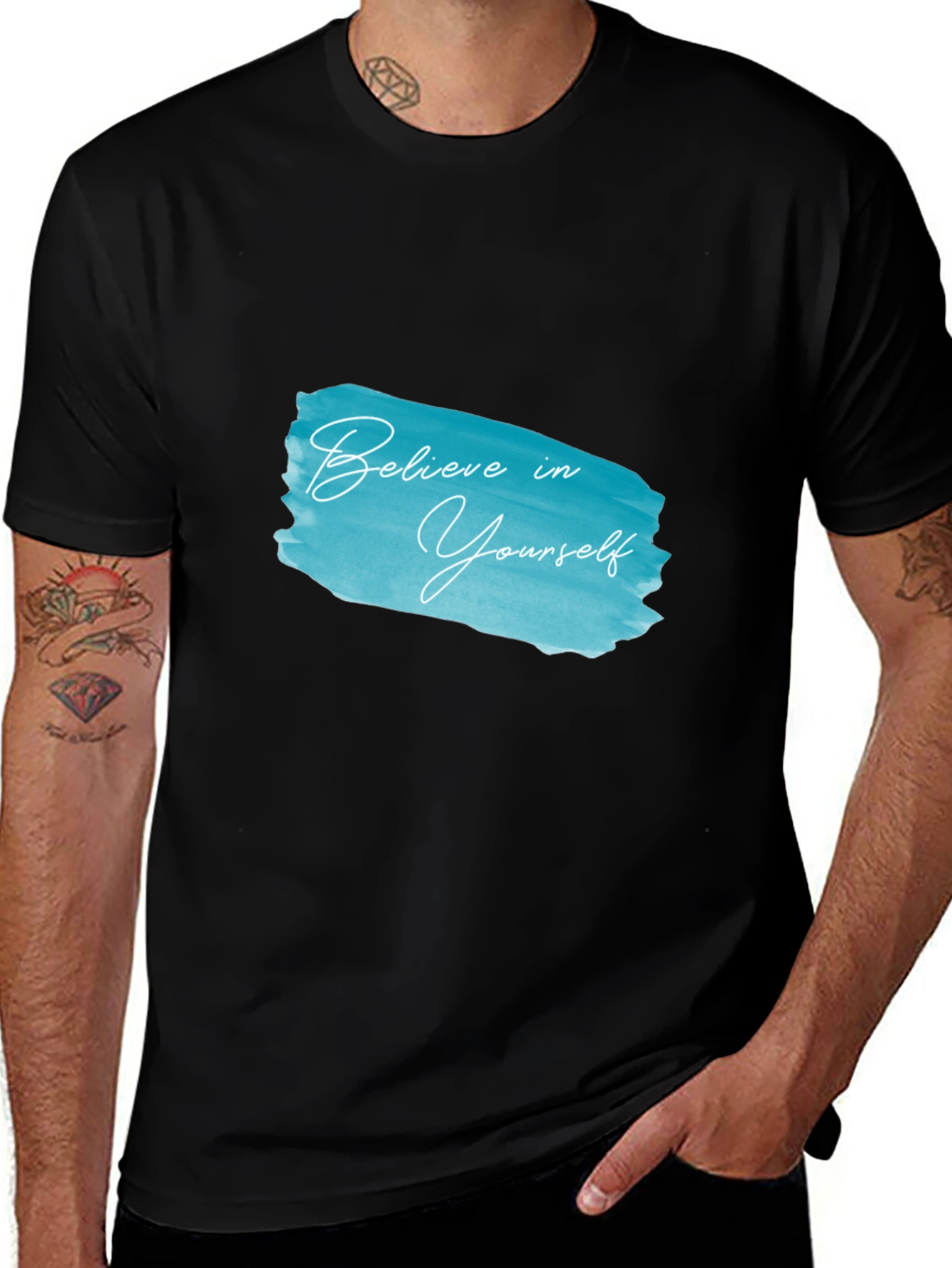 Believe in Yourself Black Cotton Graphic Tee