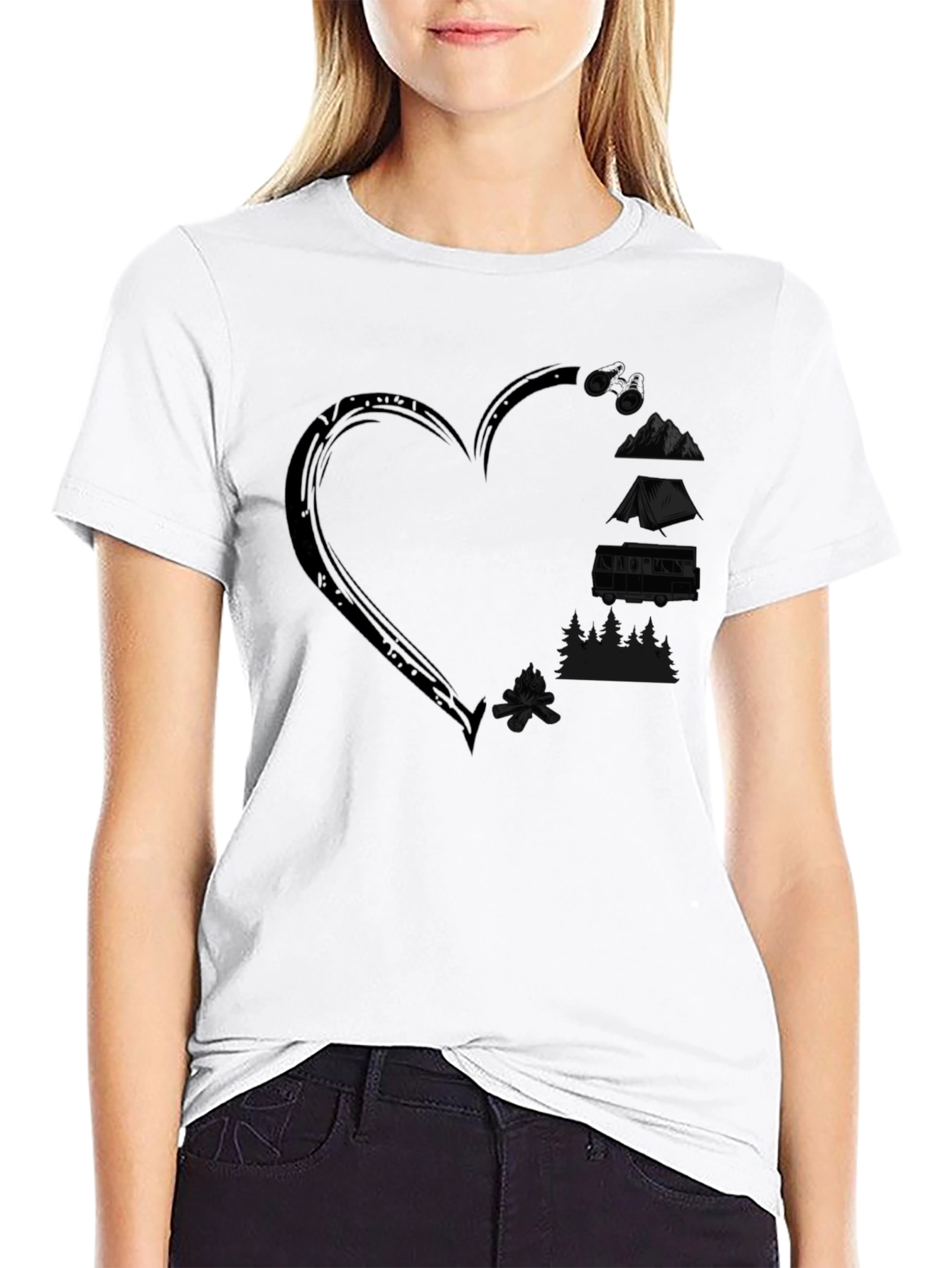 Camping Heart Graphic T-Shirt - Outdoor Adventure Tee