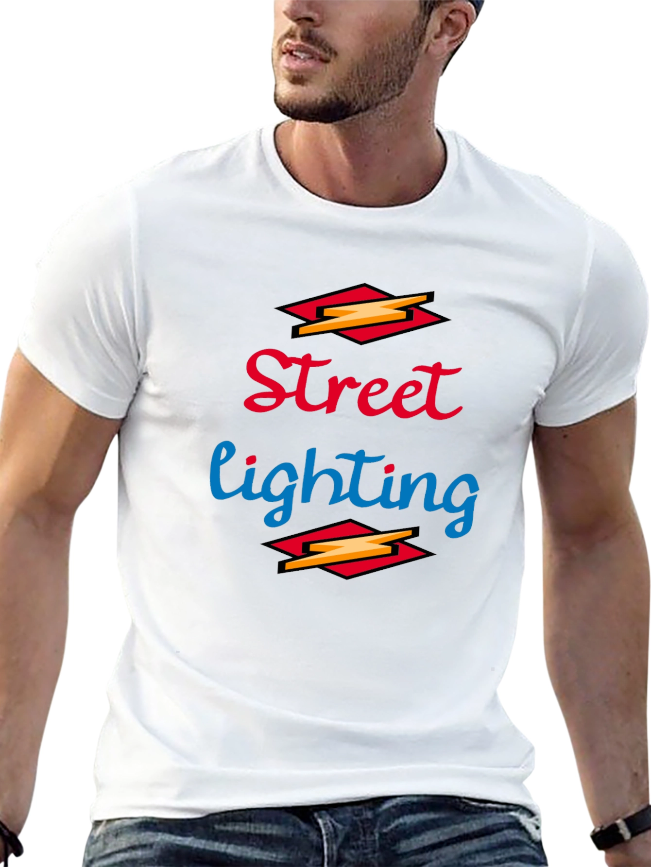 Street Lighting Graphic Tee - Black Cotton Shirt