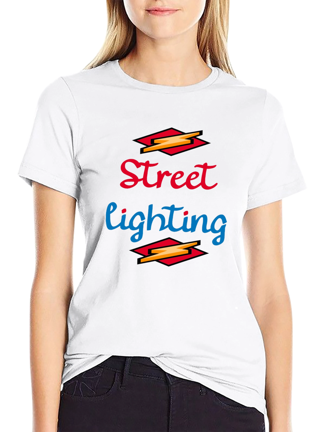 Street Lighting Graphic Tee - Black Cotton Shirt